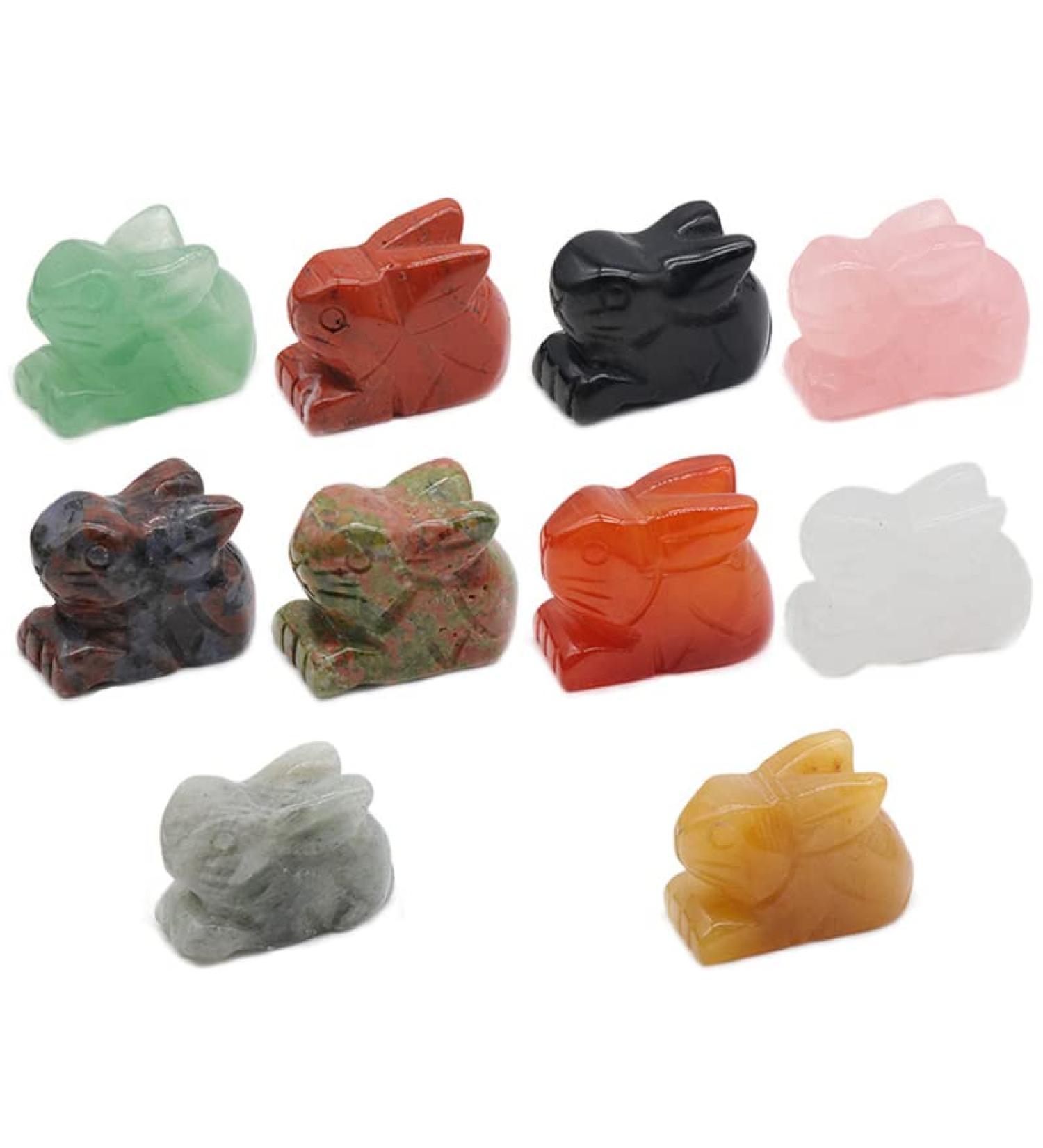 MuYu Art 10PCS Crystal Stone Rabbit Sculpture Statue Healing Crystal Stone Decor Reiki Gemstone Animal Figurine Rabbits Figurines Crafts 1" - Buy Online on GoSupps.com