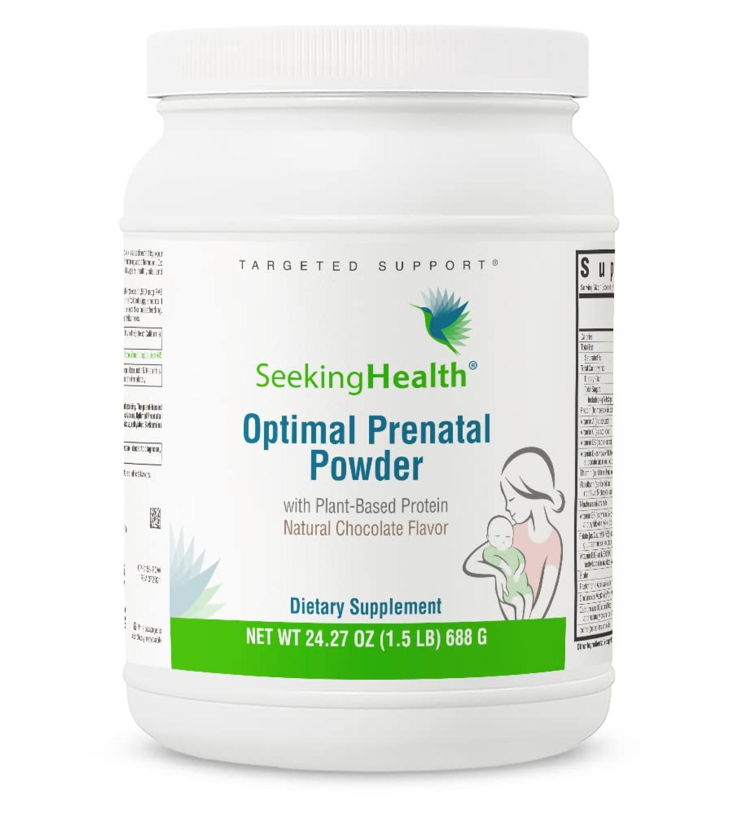 Seeking Health Optimal Prenatal Powder - Chocolate Flavor | Vegetarian Formula with Bioavailable B12, Folate, Ginger, and Active B6 | Supports Healthy Pregnancy and Fetal Development (15 Servings) - Buy Online on GoSupps.com