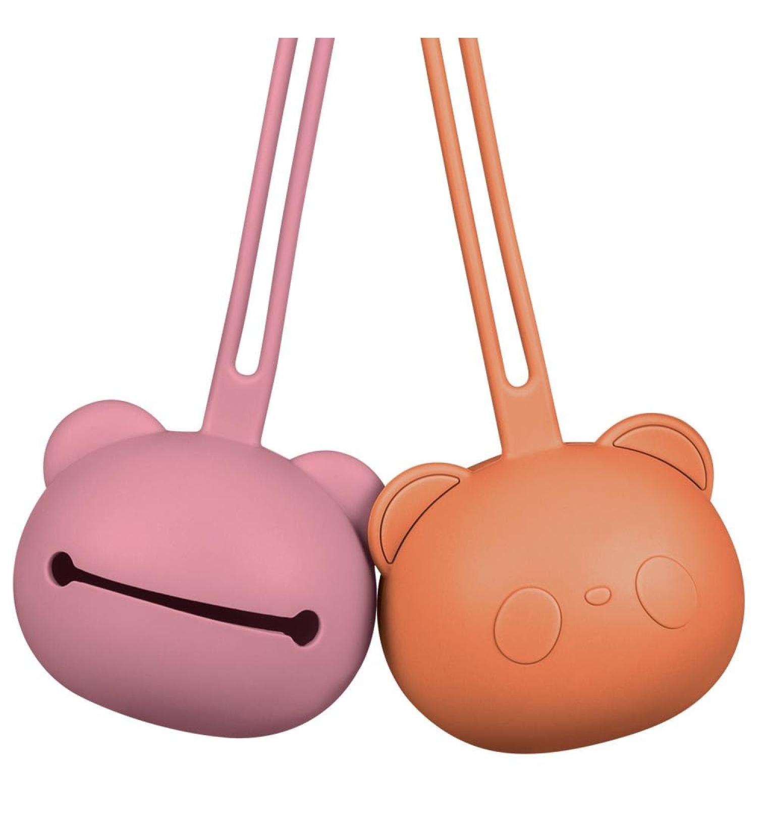 Airfish Silicone Pacifier Box 2 Pack - BPA-Free Baby Bear Pacifier Holder for Travel - Orange & Dark Pink - Buy Online on GoSupps.com