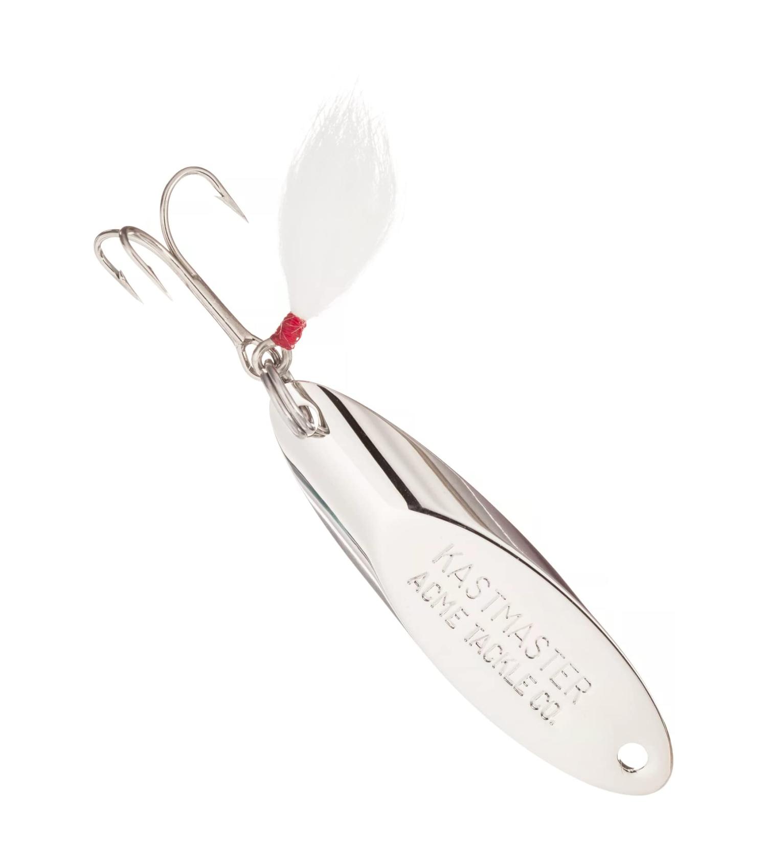 acme Kastmaster Lure with Bucktail Teaser and Treble Hook 3/4 Oz Chrome