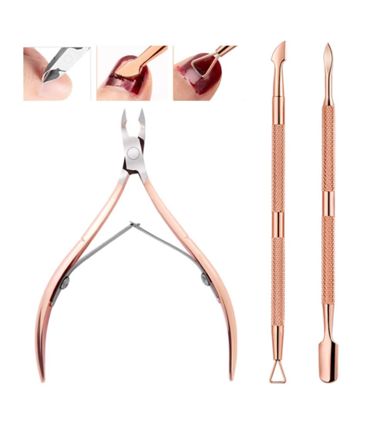 Cuticle Trimmer with Cuticle Pusher-Cuticle Pusher Cuticle Cutter Remover Cuticle Trimmer Nipper Nail Clipper Sets Nail Care Kit Professional Stainless Steel Manicure Pedicure Tools-3 PCS - Buy Online on GoSupps.com