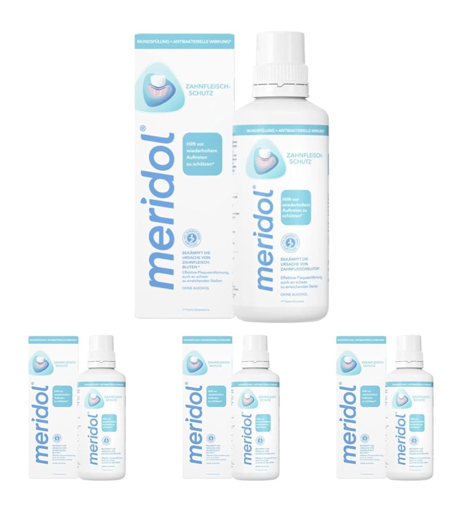 Meridol Mouthwash 400ml - Antibacterial Formula for Healthy Teeth & Gums Alcohol-Free (Pack of 4) - International Shipping - Buy Online on GoSupps.com