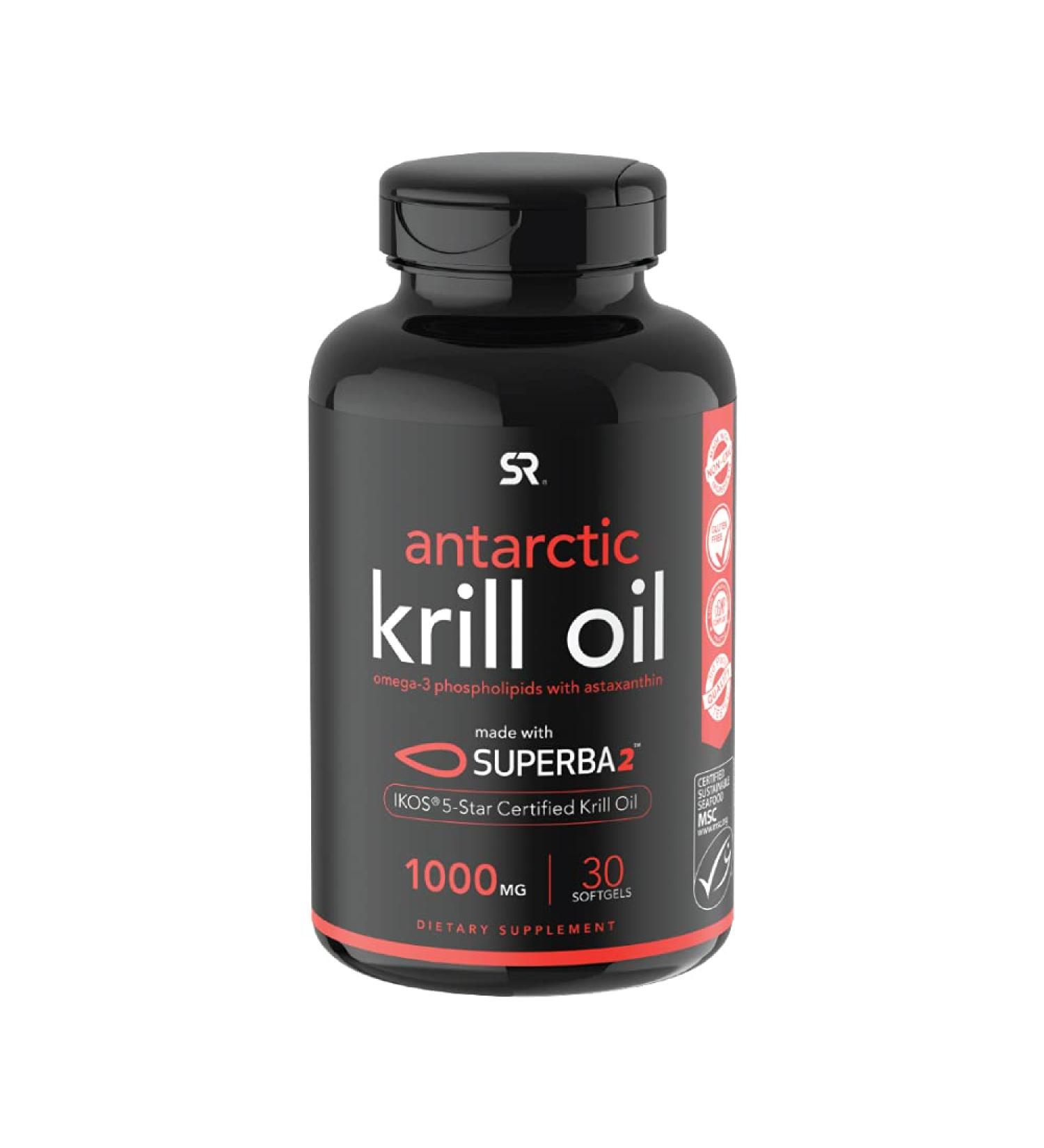 Sports Research Antarctic Krill Oil 1000 mg with Astaxanthin - 30 Softgels | Omega-3 Support - Buy Online on GoSupps.com