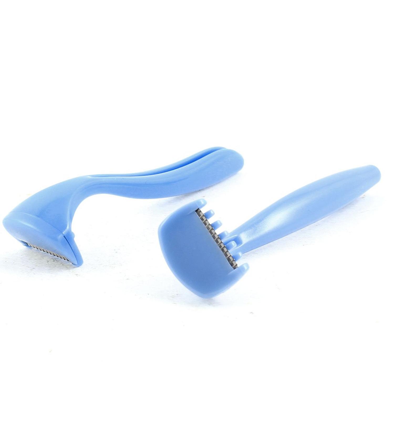 Ruilogod 2pcs Light Blue Plastic Handle Metal Blade Body Hair Razor Shaver
