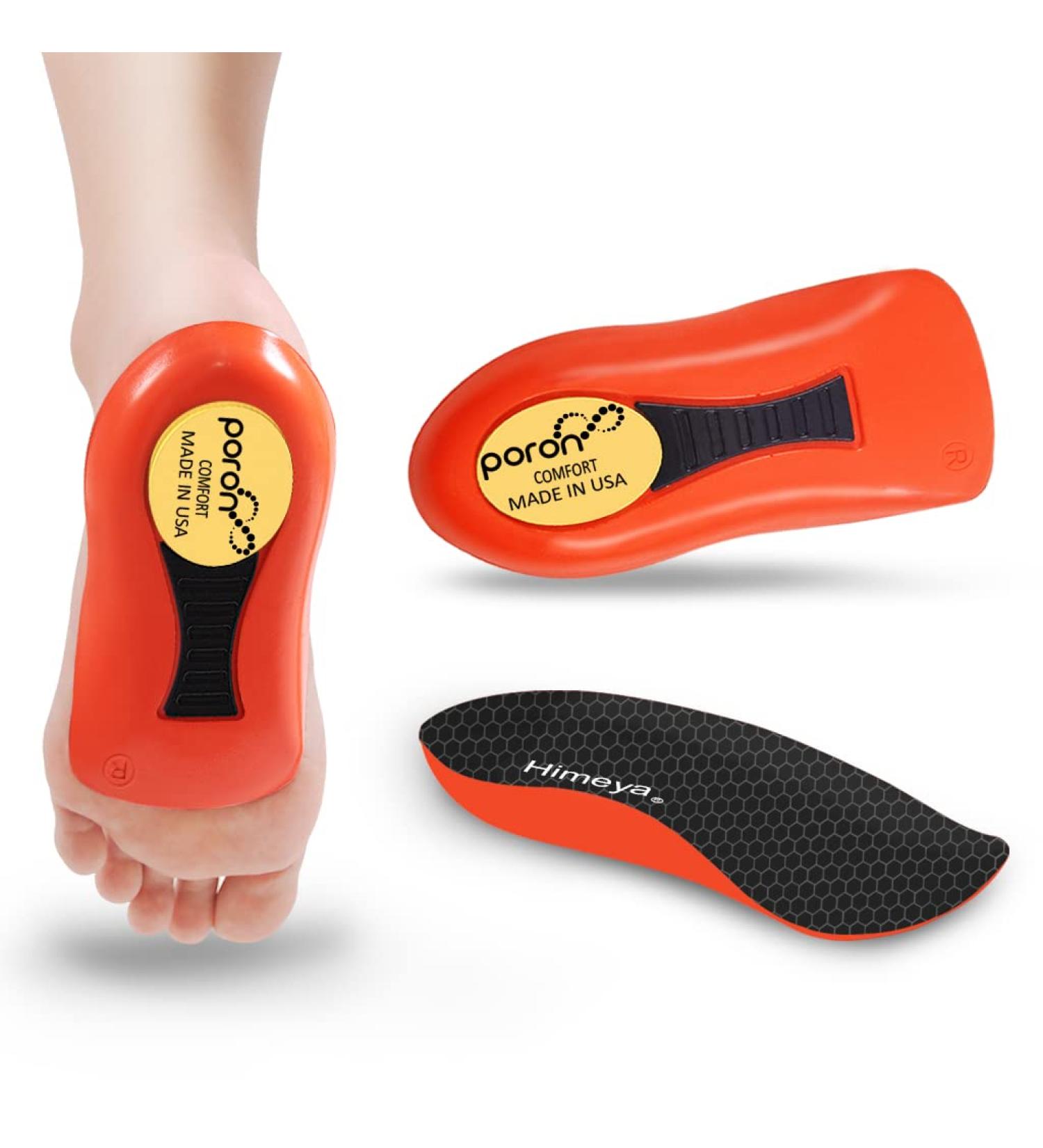 PORON Heel Cups for Heel Pain & Plantar Fasciitis - Made in USA heel cushions for shock absorption & heel spur relief - Black, W 12-14 / M 10-14.5 - Buy Online on GoSupps.com