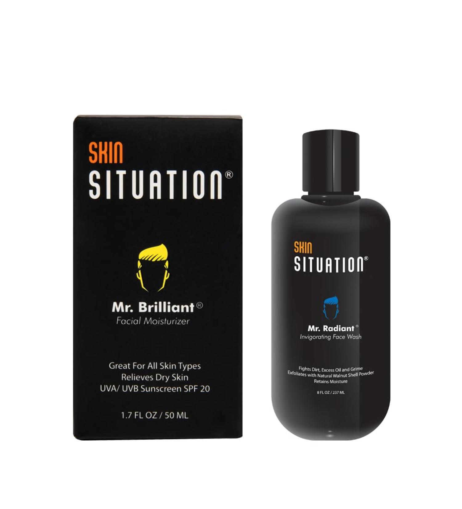 Skin Situation Mr. Brilliant Face Moisturizer and Mr. Radiant Daily Face Wash - Buy Online on GoSupps.com