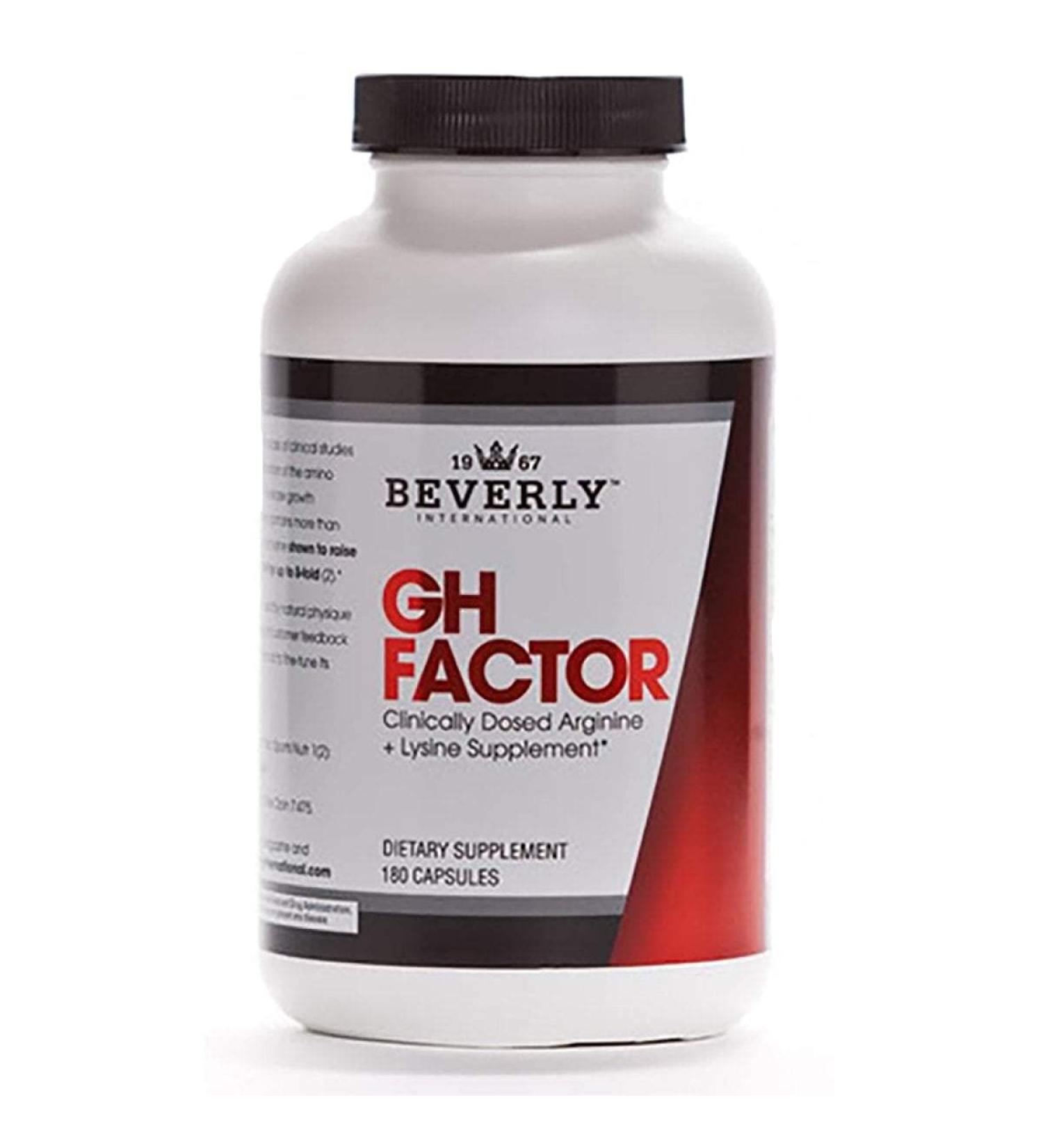 Beverly International GH Factor 180 Capsules. Raise Levels by Up to 8-Fold. Clinically Dosed Arginine + Lysine Supplement. P.M. Growth Promoter for Men & Women. Revitalize Your Physique. - Buy Online on GoSupps.com
