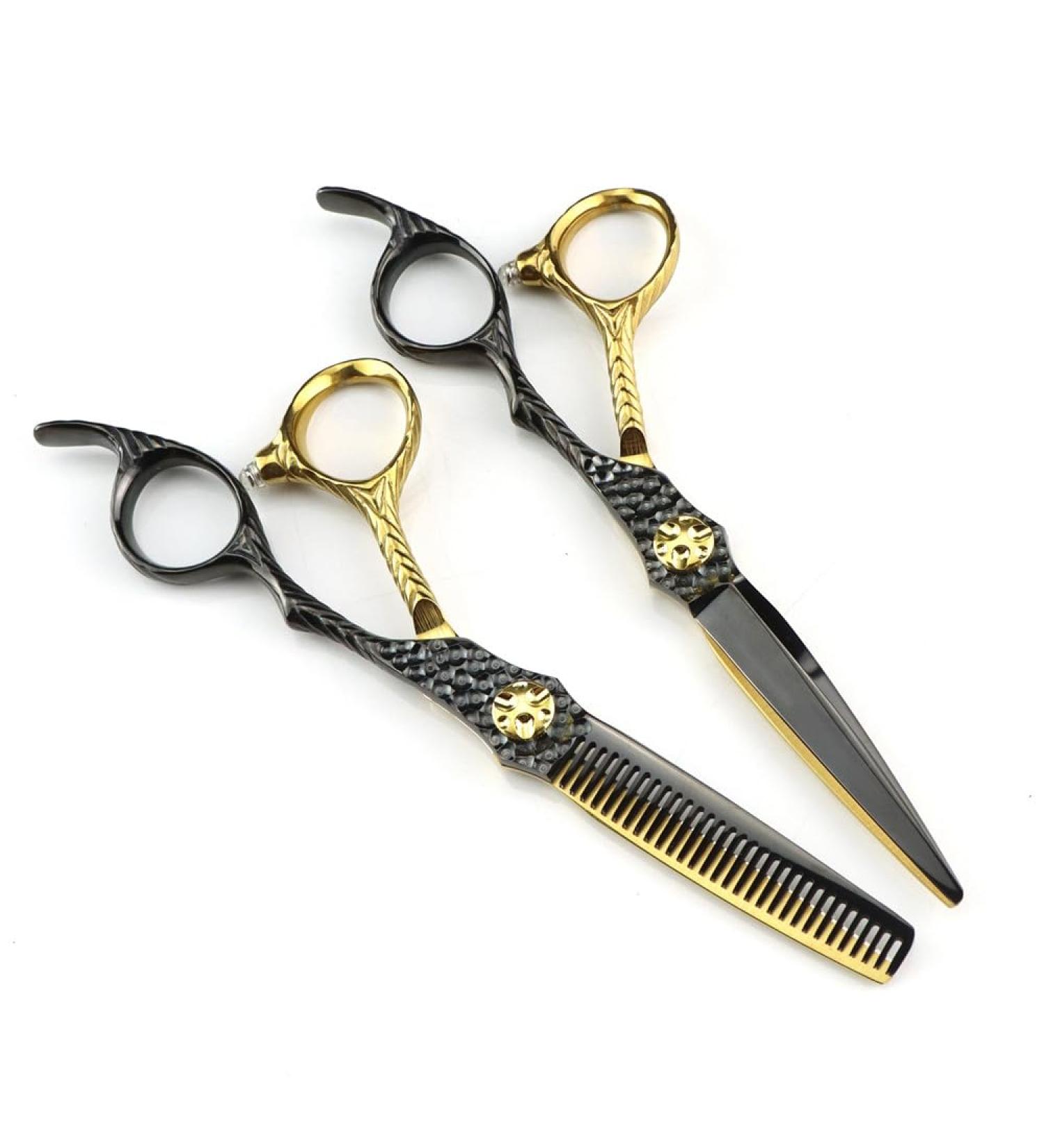 Hair Cutting Scissors 6 Inch Professional JP 440c Steel Scissor Gold Black Hair Scissors Haircut Thinning Barber Cutting Shears Hairdresser Scissors Set - Buy Online on GoSupps.com