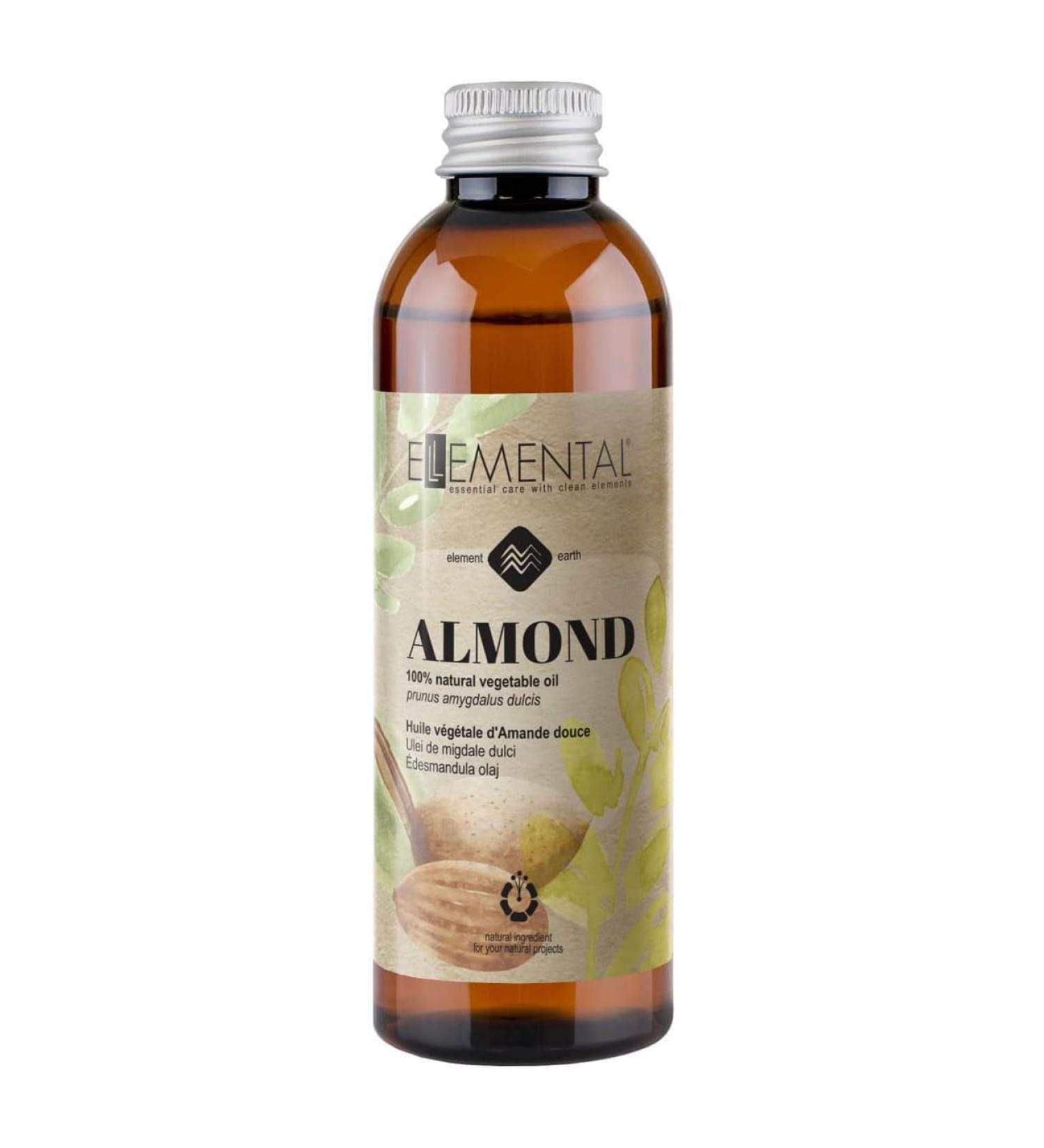 ELLEMENTAL Sweet Almond Oil Organic 100ml | 100% natural plant-based oil preservative-free | M-1115