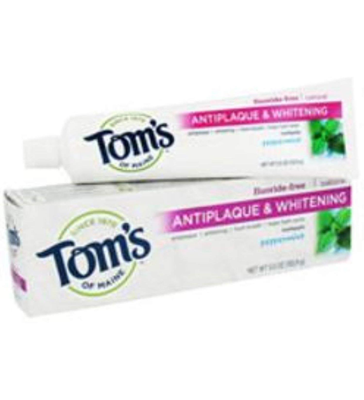 Shop TOMS OF MAINE Natural Toothpaste - Antiplaque Whitening Peppermint 5.5 oz | Eco-Friendly Oral Care - Buy Online on GoSupps.com