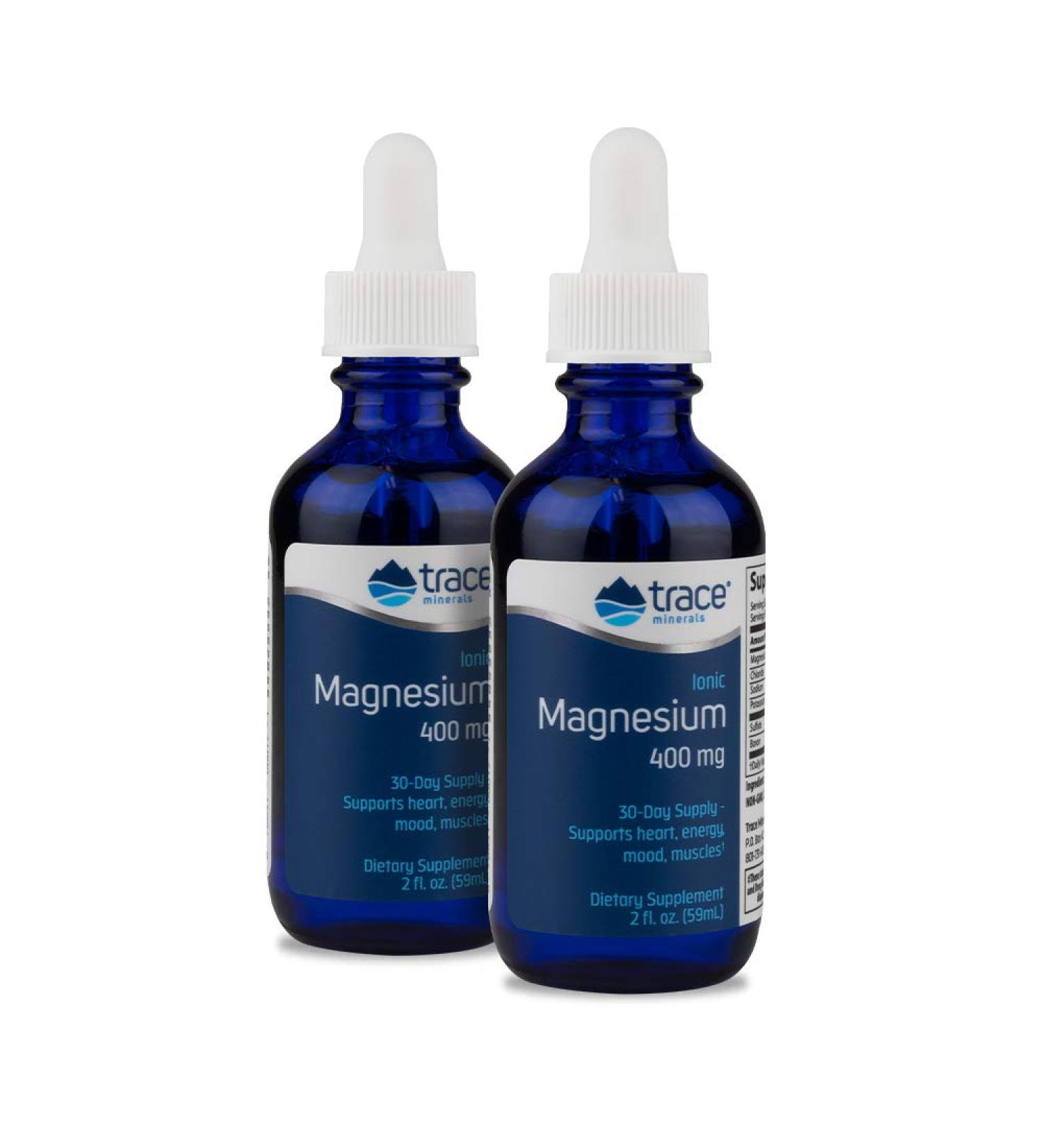 Liquid Ionic Magnesium 400mg - Supports Blood Pressure, Heart Health, Mood, Sleep, Energy & Muscle Strength - 2oz x 2 (32 Servings) - Buy Online on GoSupps.com