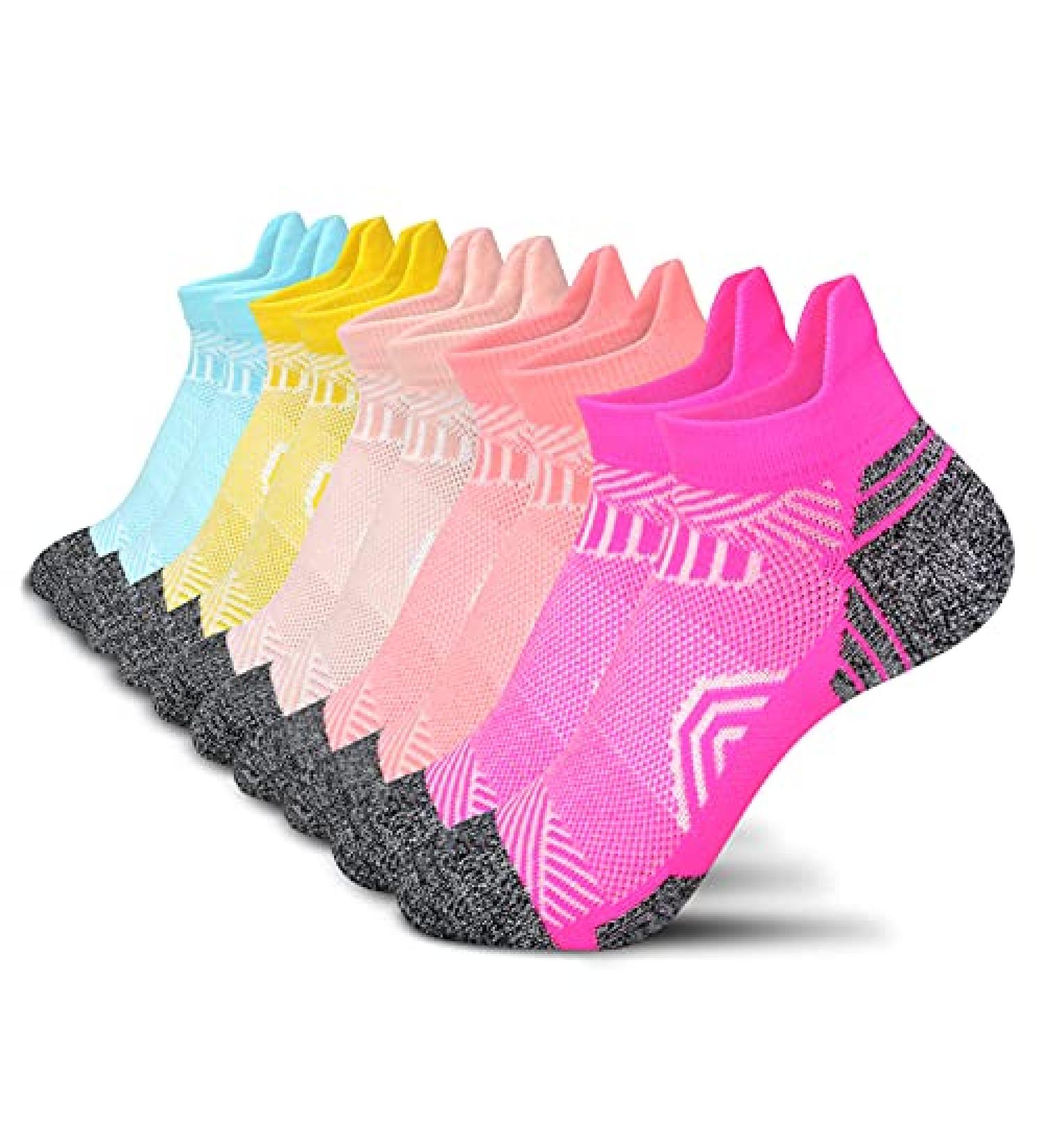 Aimerday Athletic Ankle Women's Compression Socks 5-Pack - Low Cut Performance Soft Tab Socks for Running and Sports - Cushioned and Cozy Garden Socks - Buy Online on GoSupps.com