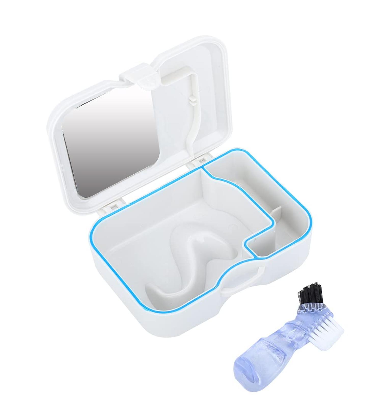 Portable Prosthesis Cleaning Box | Prosthetic Storage Case with Mirror & Brush for Dentures - Secure & Convenient - Buy Online on GoSupps.com