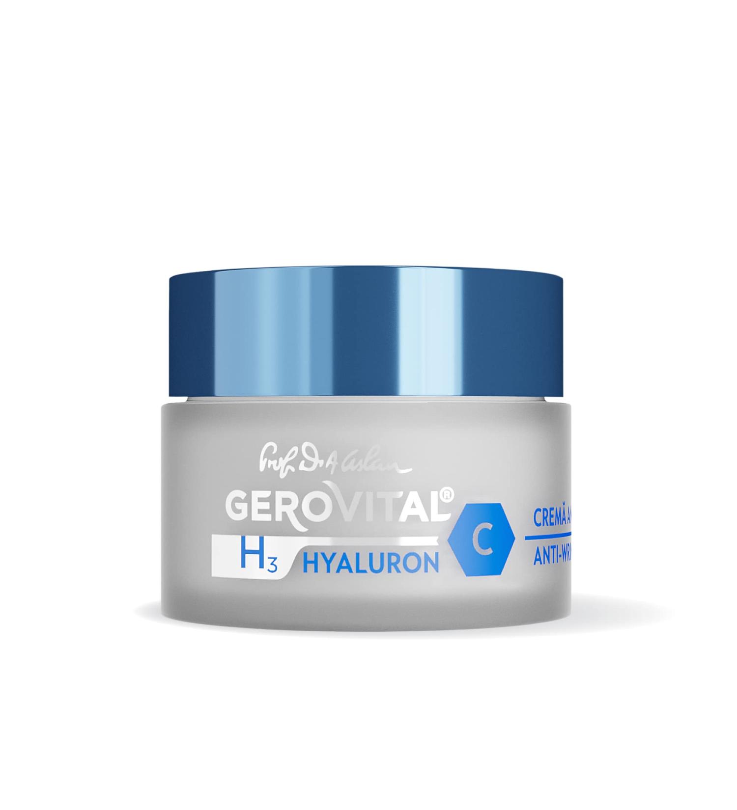 Buy GEROVITAL HYALURON C Anti-Wrinkle Night Face Cream - Hyaluronic Acid Vitamin C & E 50ml | Moisturizing & Regenerating for Dry/Normal Skin Fast International Shipping - Buy Online on GoSupps.com