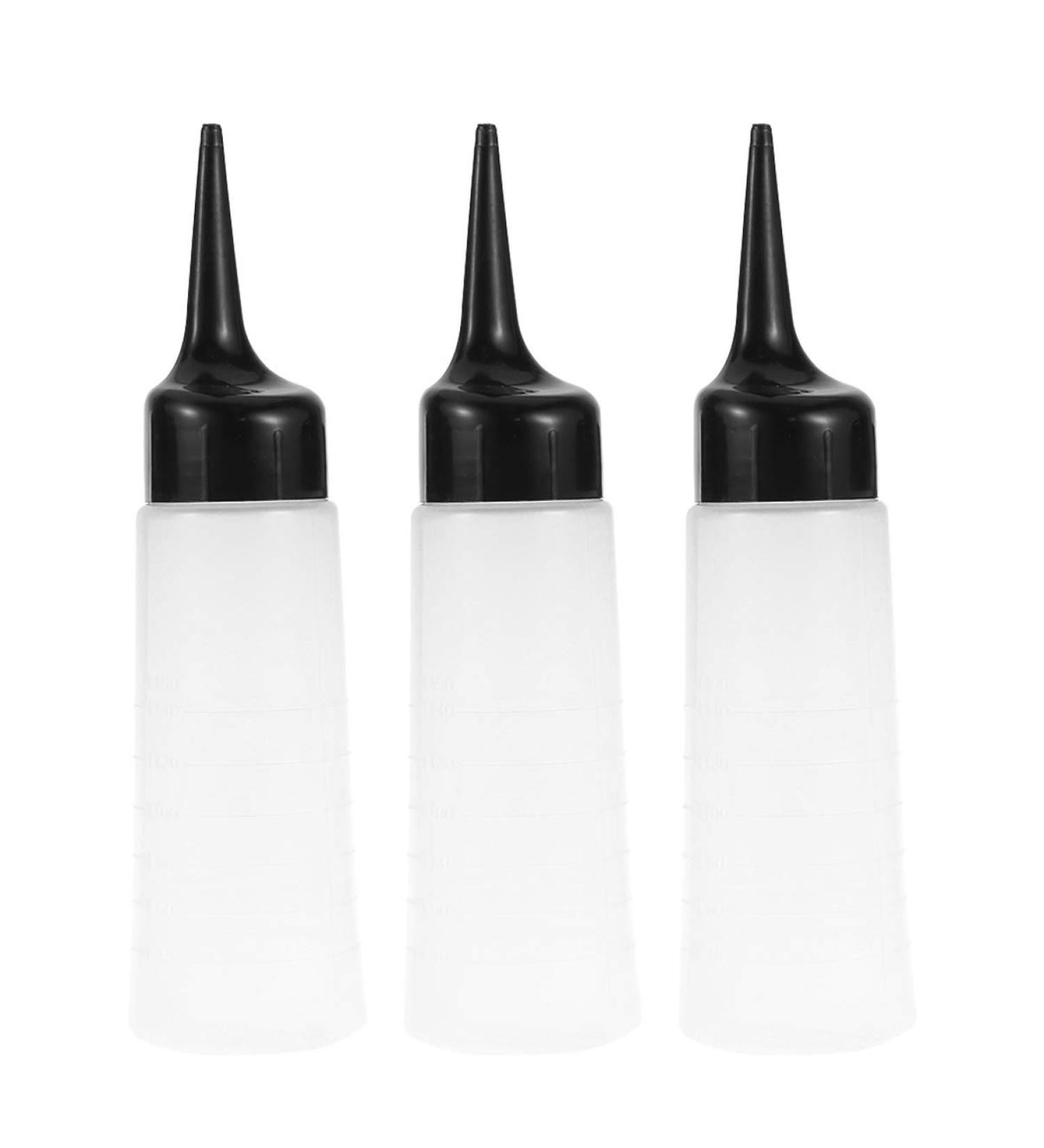 Buy 3-Piece Hair Coloring Container Set | Plastic Applicator Bottles with Angle Tip for Hairdressing & Salon Use | Empty Color Mixing Bottles - Buy Online on GoSupps.com