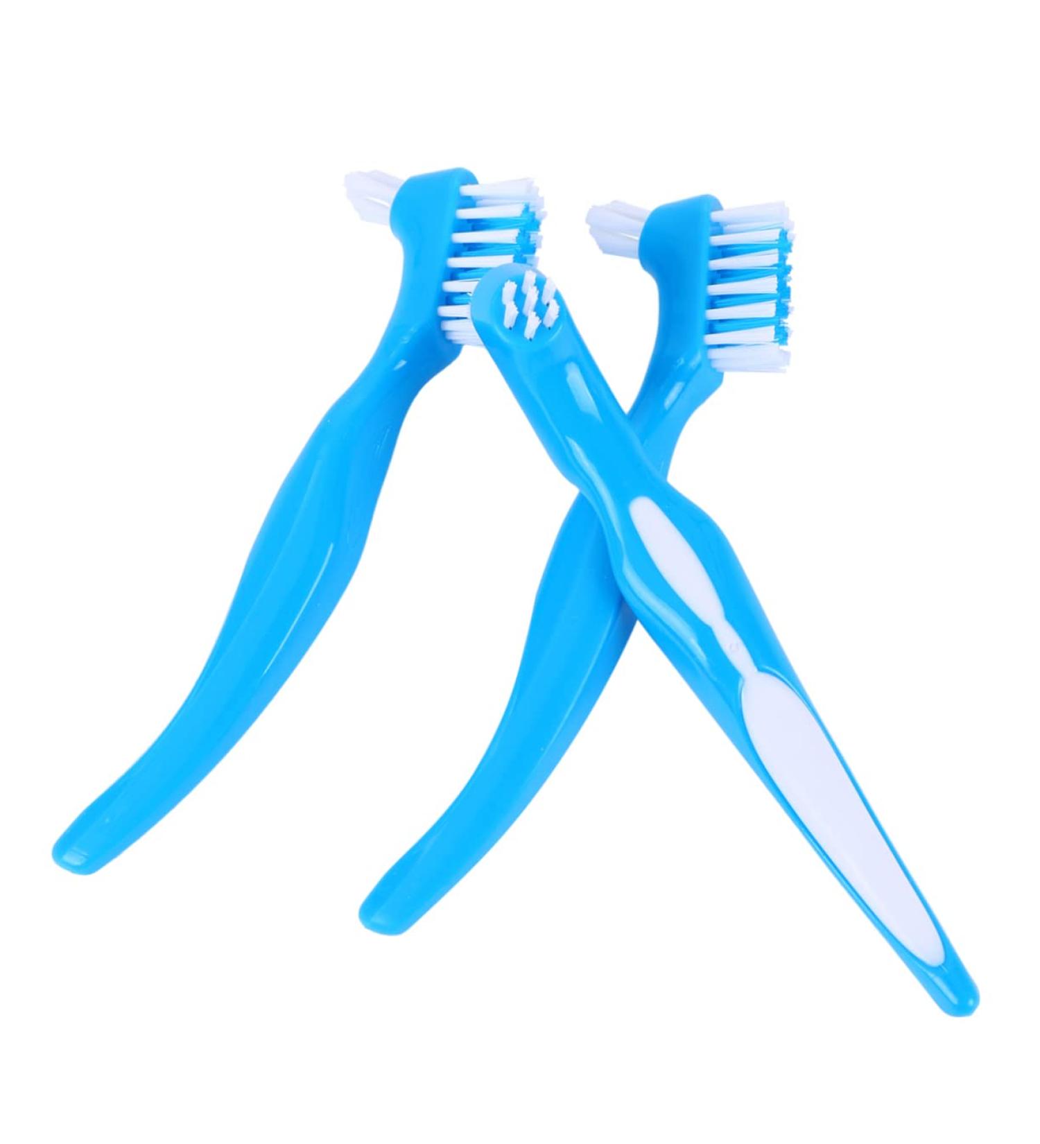 Minkissy 3-in-1 False Teeth Cleaning Kit - Double-Sided Toothbrush & Cleaners for Prosthesis Care - Buy Online on GoSupps.com