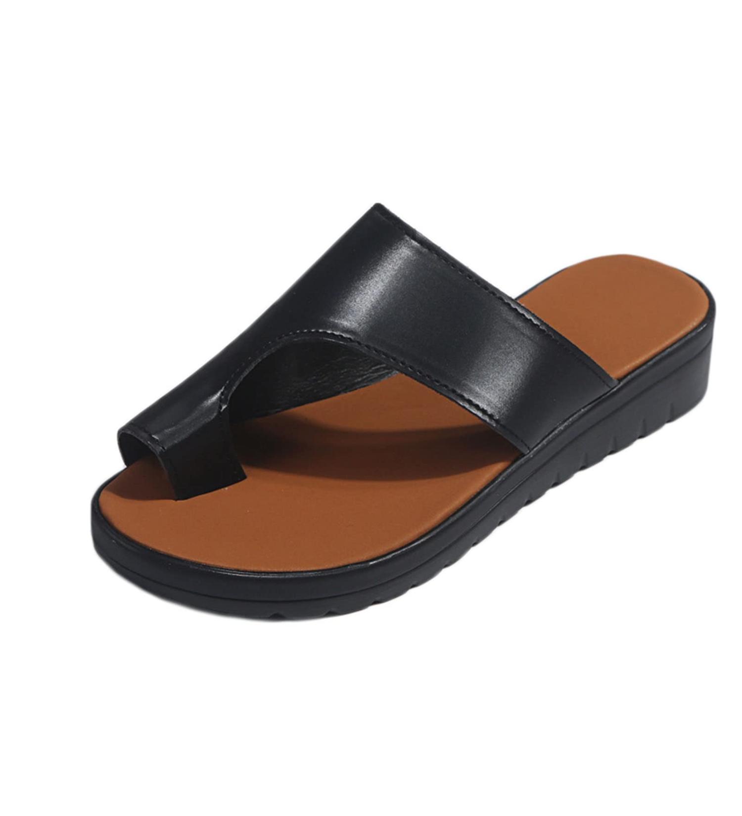 Buy Comfortable Foot Correction Sandals for Women | Bunion Pain Relief - Hallux Valgus Support - Soft Footbed (Black 6.5 - Buy Online on GoSupps.com