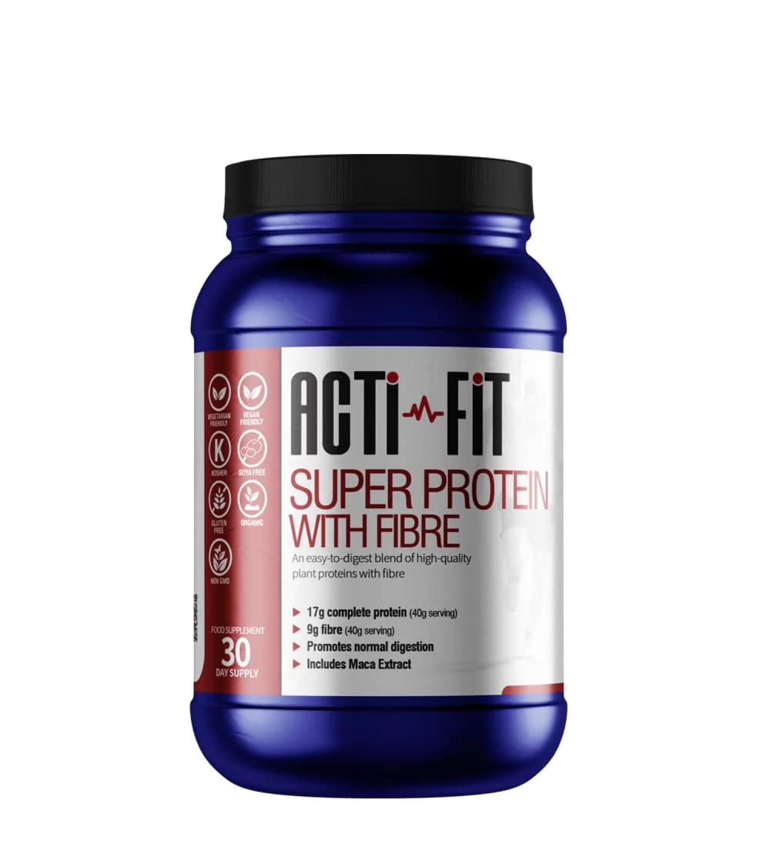 Acti-Fit Super Protein with Fibre | Plant-Based Protein with Amino Acids | Organic Vegan Protein Powder | 30-Day Supply | 1200g - Buy Online on GoSupps.com