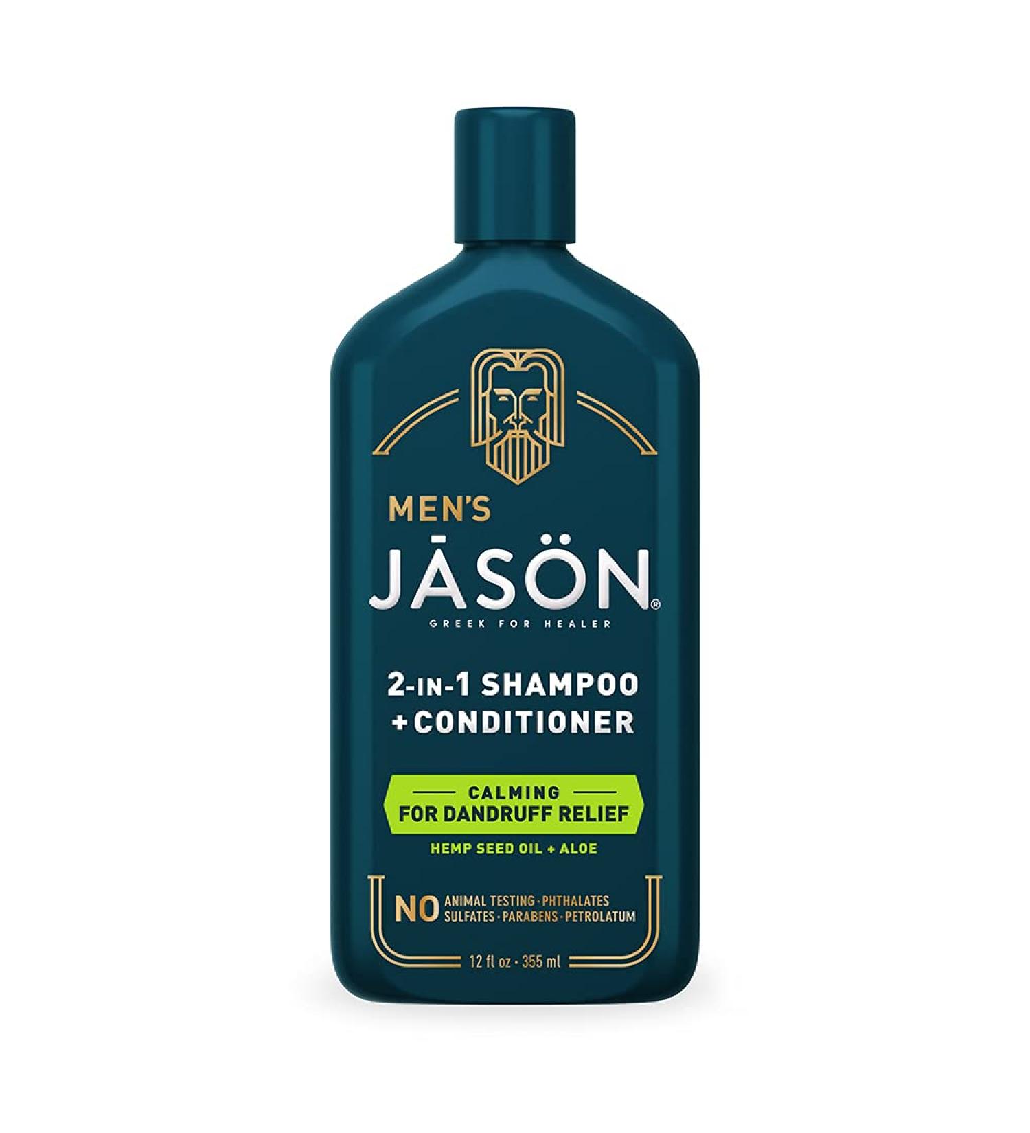 Jason Natural Men's 2-in-1 Dandruff Shampoo & Conditioner with Hemp Seed Oil & Aloe | 12 fl oz - Buy Online on GoSupps.com