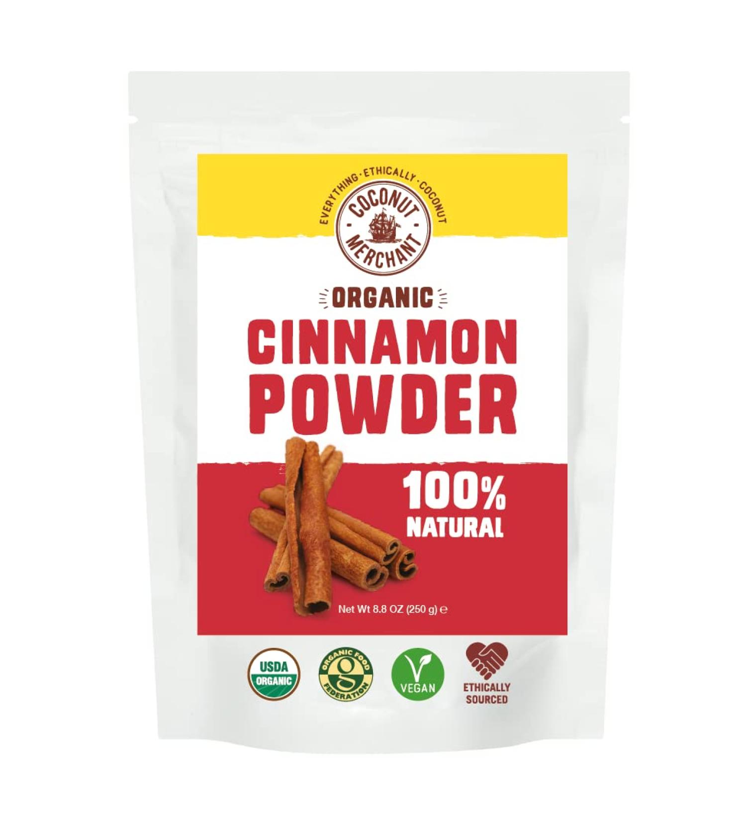 Coconut Merchant Organic Cinnamon Powder 250g - Ethically Sourced, Non-GMO, 100% Natural | Vegan & Gluten Free - Ideal for Smoothies, Cooking, and Baking - Buy Online on GoSupps.com