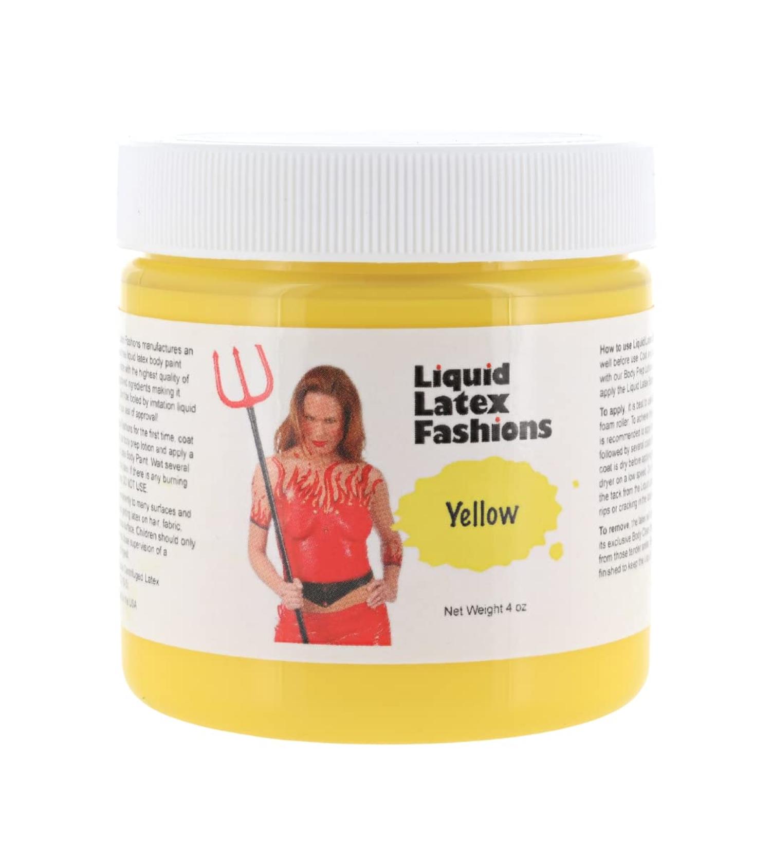 Liquid Latex Fashions - Ammonia-Free Liquid Latex Paint for Adults & Kids | Yellow 4 Oz | Ideal for Parties & Cosplay - Super Flexible - Buy Online on GoSupps.com