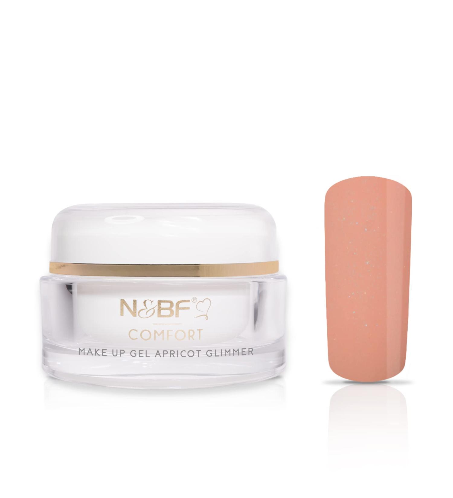 N & BF 15ML Comfort Line Make Up Gel Apricot Gimmel LED+UV |High quality professional cover gel medium viscos |Glitter camouflage gel for the modeling of Gelnageln |Glitzer Nagelgel Made in Germany