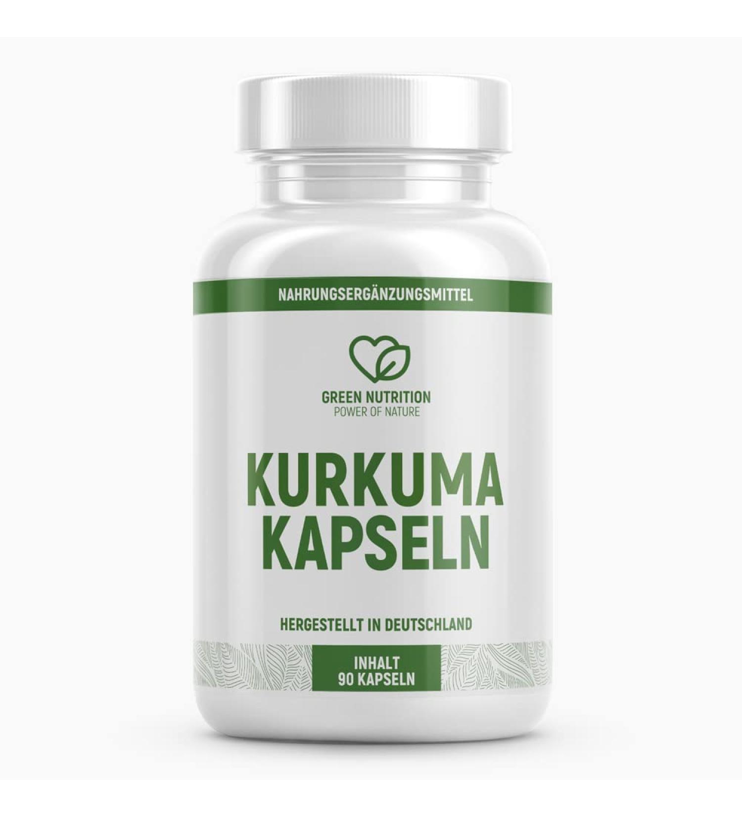 Green nutrition turmeric capsules (3 x 90 pieces) - curcumin capsules high dose - with curcumin extract and piperin extract - high -quality nutritional supplements