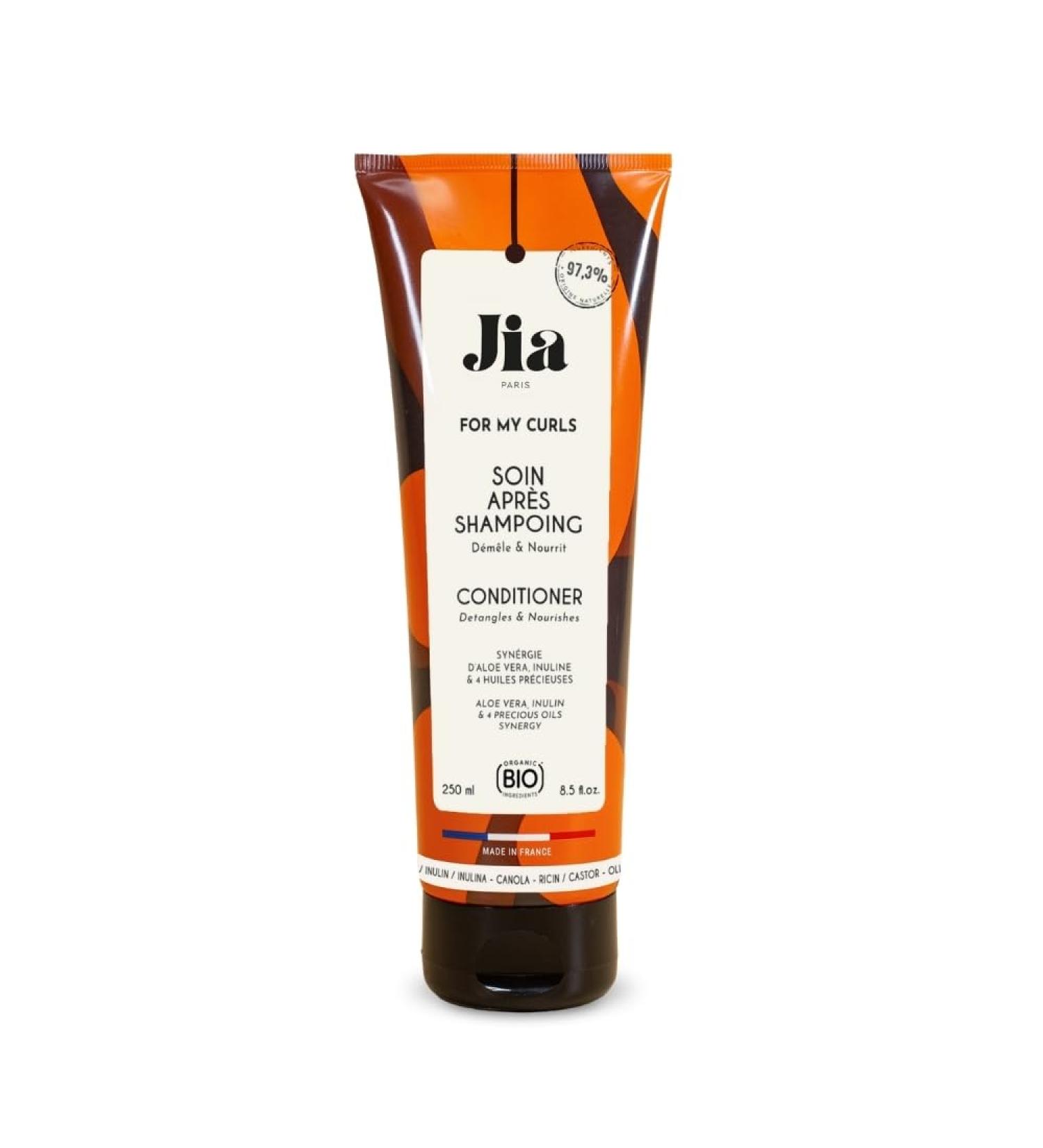 Jia Paris Soin Apr s-Shampoing 250ml Cheveux Boucl s Fris s Cr pus & Ondul s Aloe Vera Bio Huiles V g tales & Lin Hydratant Nourrissant & Anti-Frisottis Vegan Made in France - Buy Online on GoSupps.com