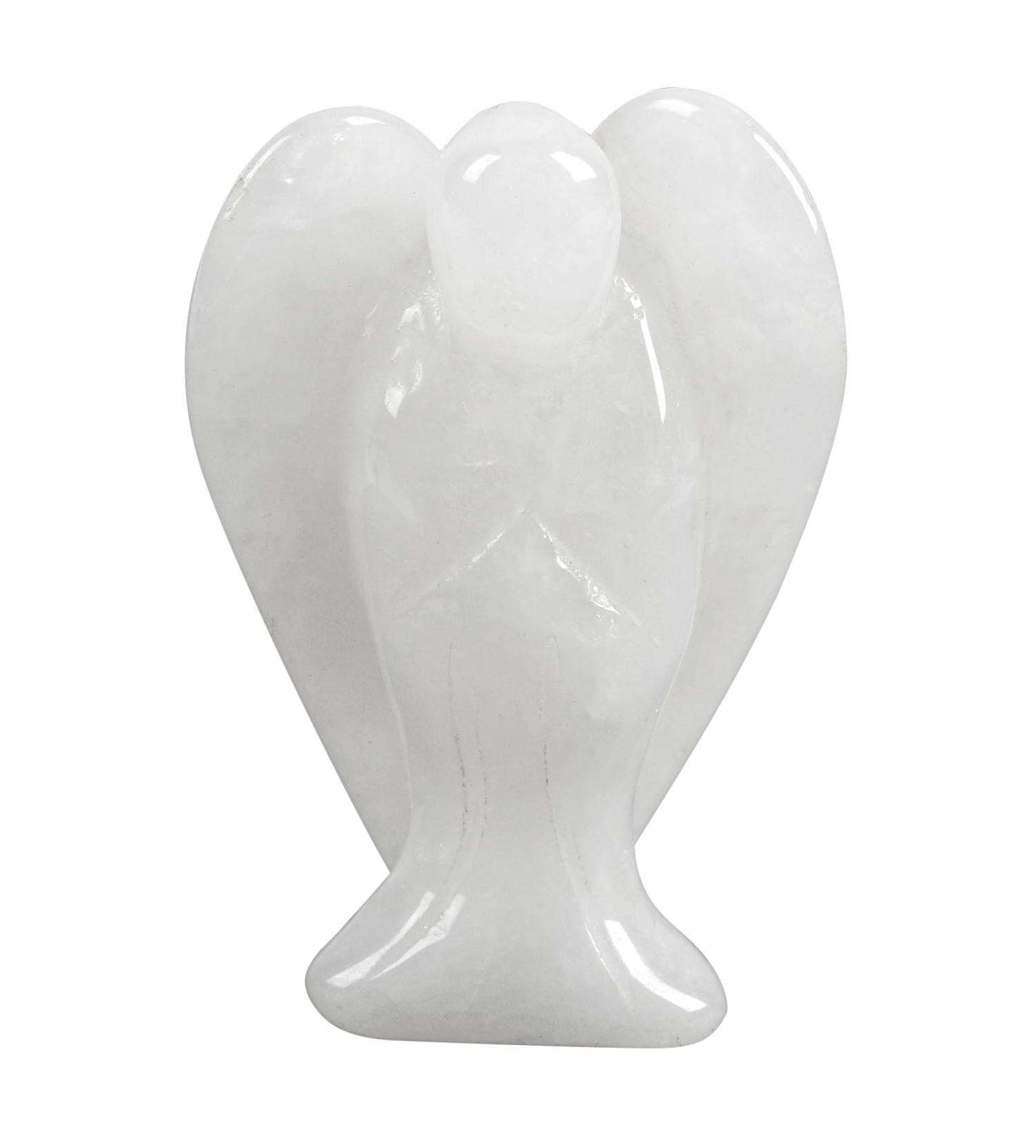 Lovionus89 White Jade Angel Guard Statue - Hand-Carved 50mm Healing Crystal Decor for Bag - Buy Online on GoSupps.com