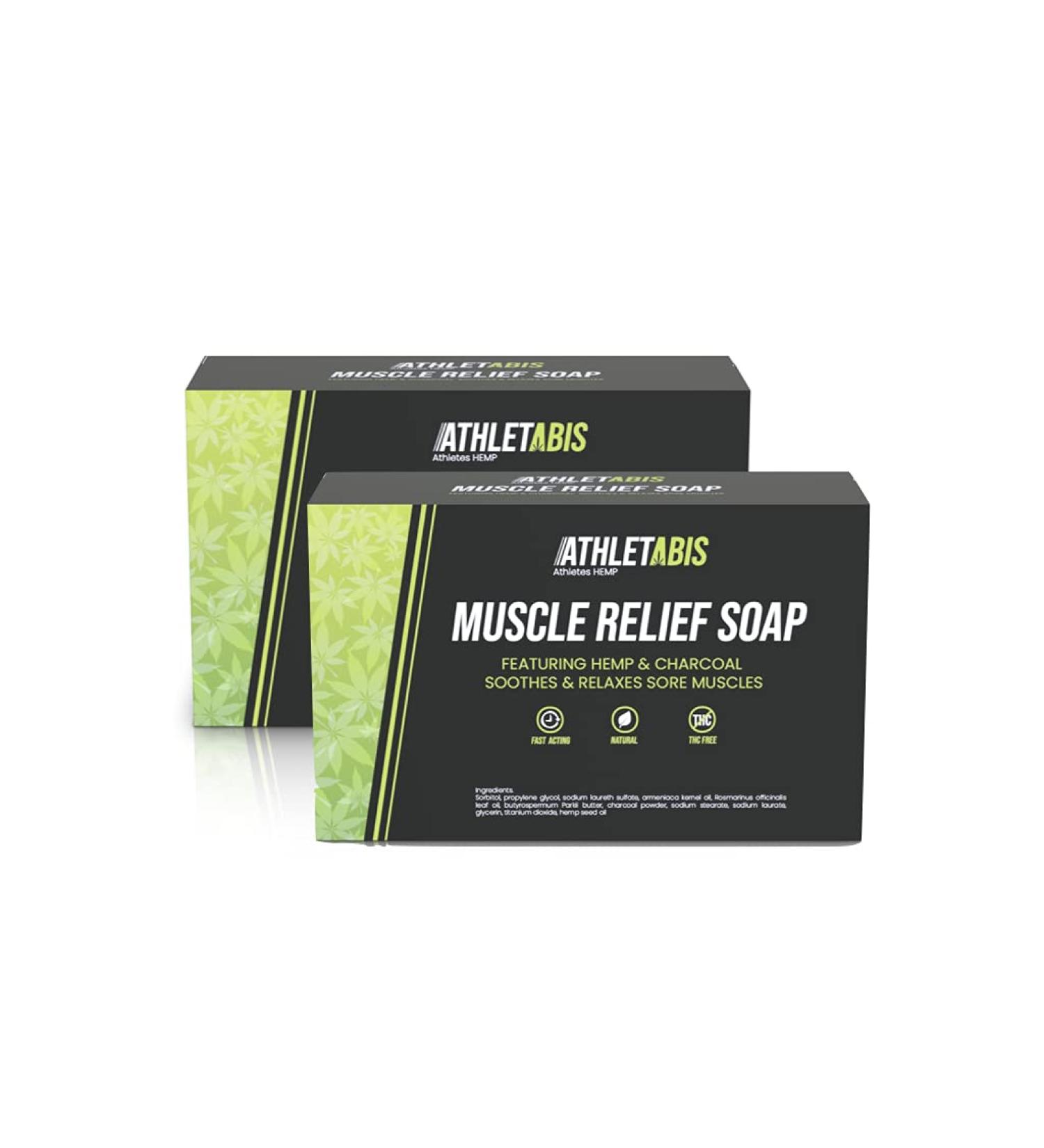 Athletabis Hemp Soap Bar for Muscle Relief - Charcoal & Hemp Seed Oil Natural Soap - Buy Online on GoSupps.com