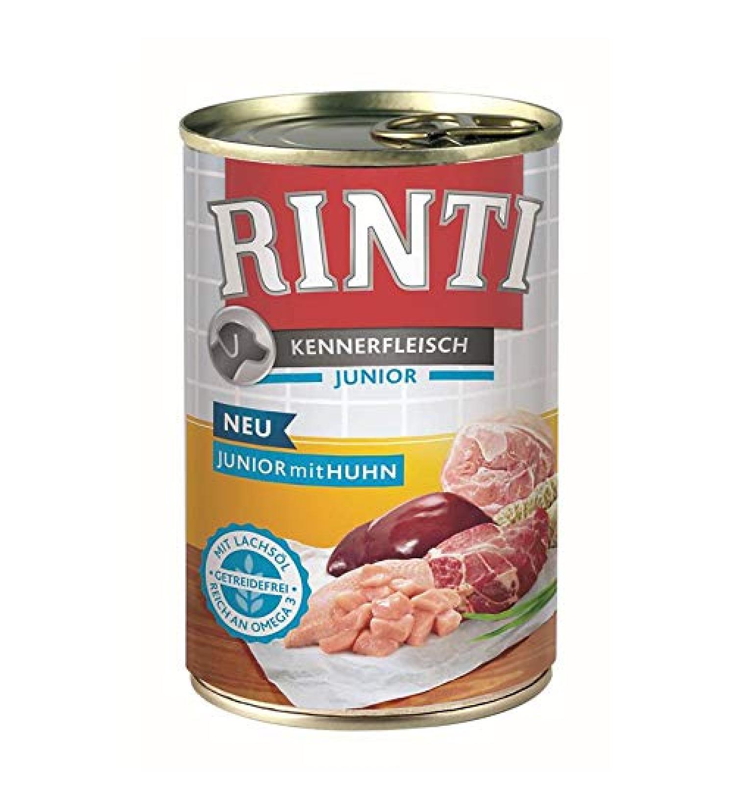 Rinti Kennerfleisch Junior Chicken 400 g – You will receive 12 packs/; Content: 0.4 kg