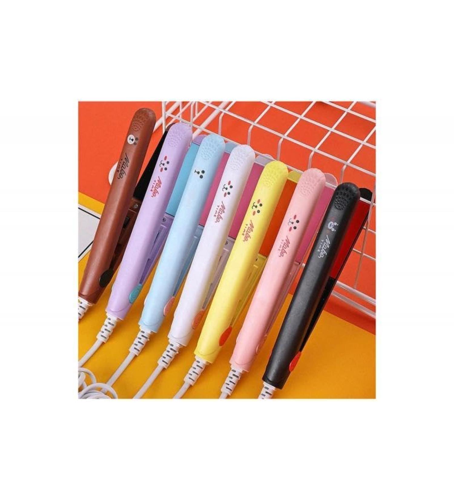Hair Straightener and Curling Iron Cartoon Design Heat Protective Mini (Pink)