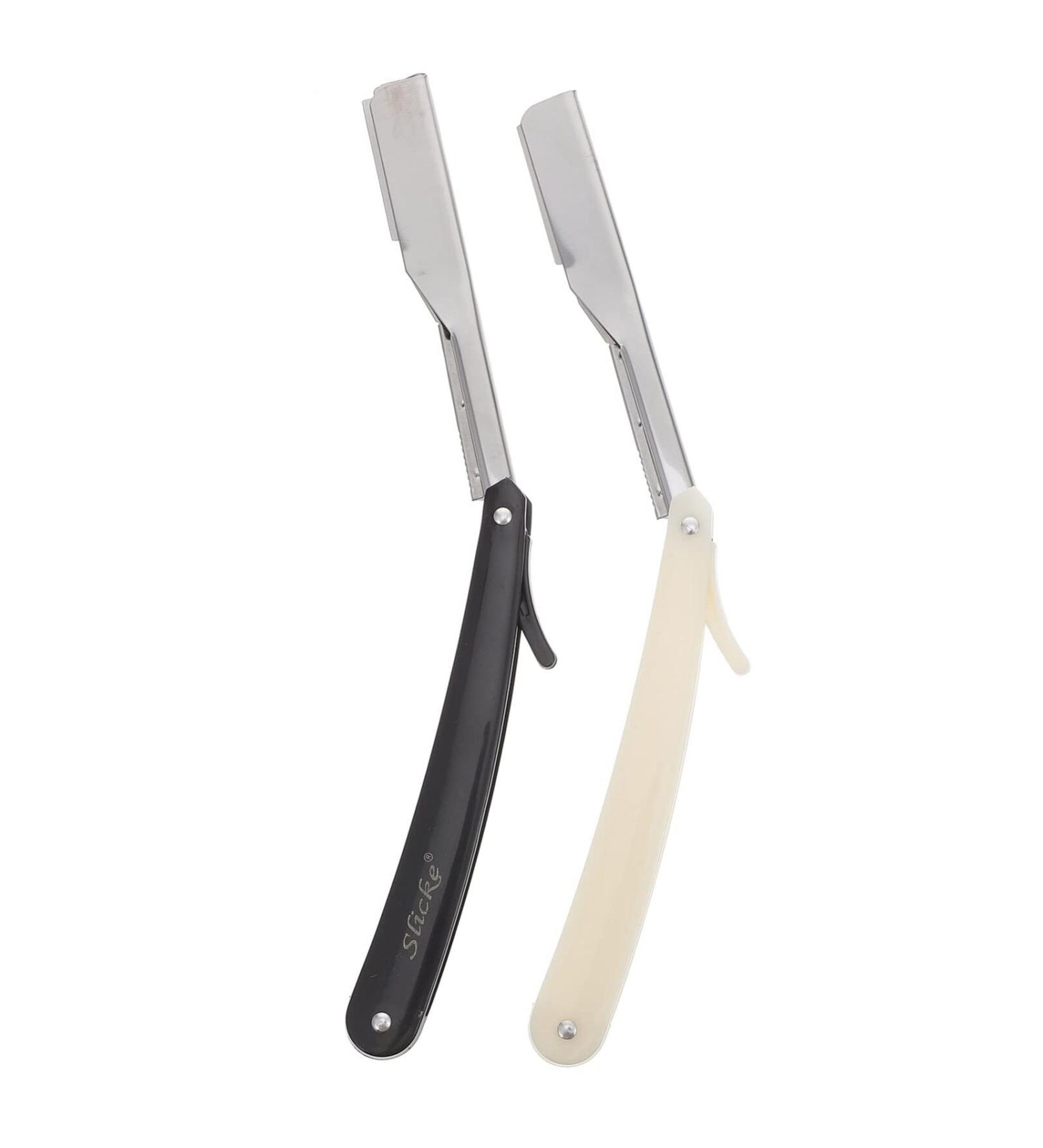 Uonlytech 2pcs Vintage Straight Edge Barber Razors - Chic Black & White Steel Shaving Tools for Men - Buy Online on GoSupps.com