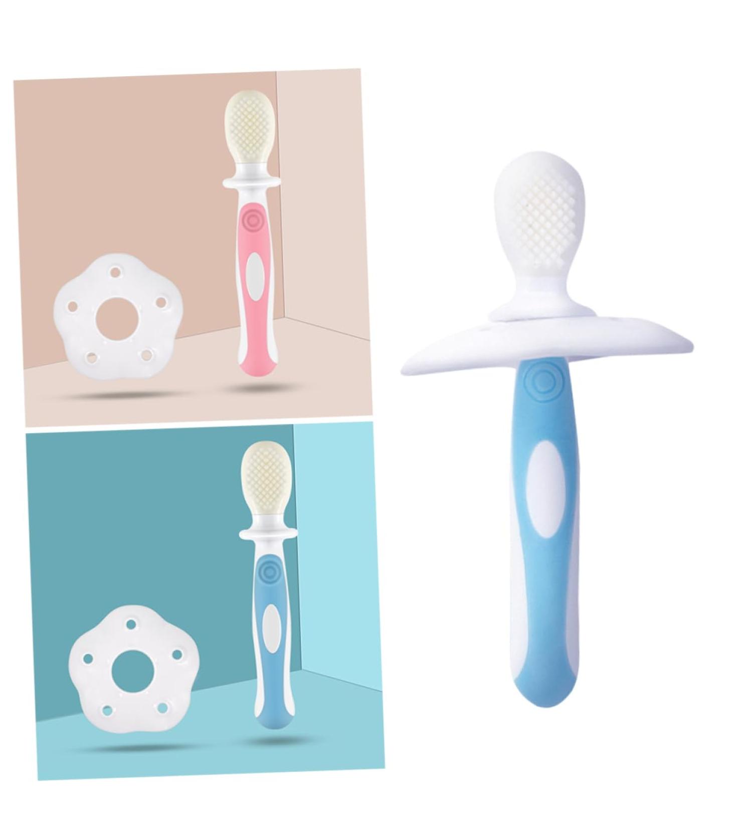 Soft Silicone Toothbrush Set for Infants | Deciduous Teeth Training Brush for Newborns & Children | 1 Pack Blue - Buy Online on GoSupps.com