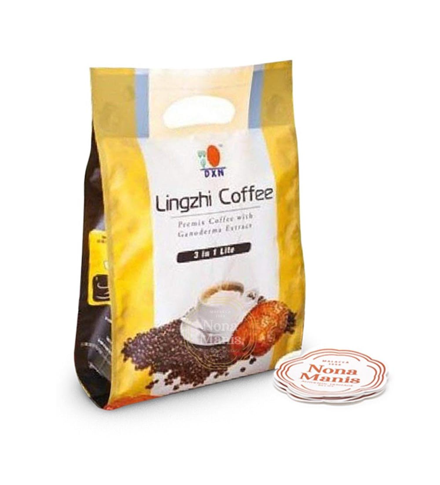 DXN Lingzhi Lite Coffee 3 in 1 with Ganoderma + 5's Nona Manis Disposable Coaster (Pack of 1) Original Pack of 1 - Buy Online on GoSupps.com
