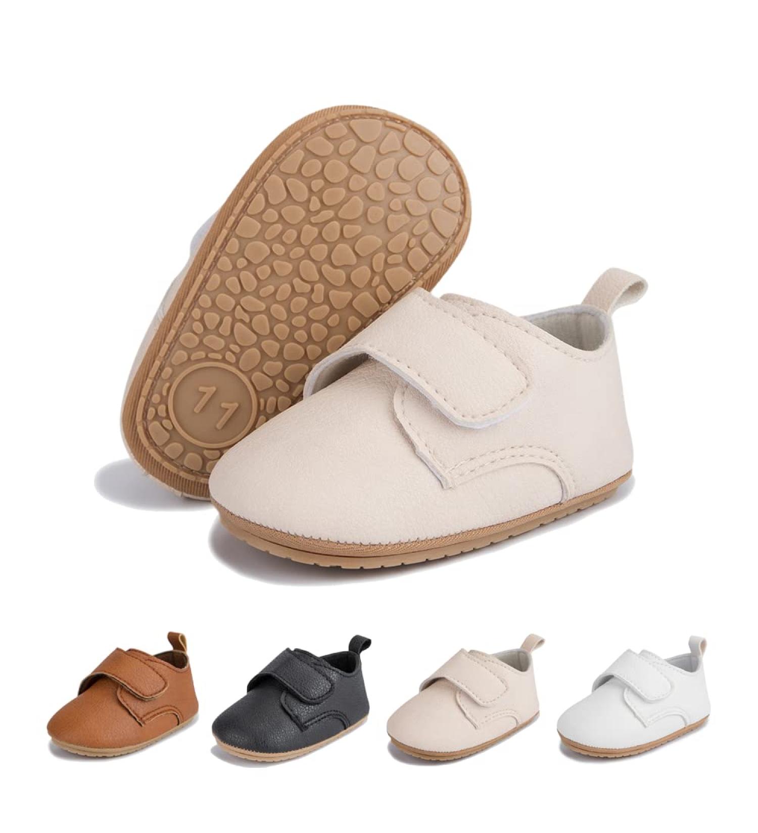 Sonsage Infant Oxford Shoes - Unisex Baby Lace-Up Anti-Slip Sneakers (0-6 Months) - Soft Rubber Sole for Toddler First Steps - Apricot - Buy Online on GoSupps.com