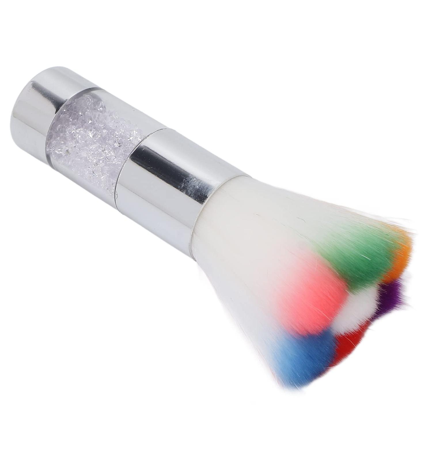 Colorful Fluffy Makeup Brush for Contour and Beautiful Makeup Portable Nail Art Dust Cleaning Brush (Silver) - Buy Online on GoSupps.com