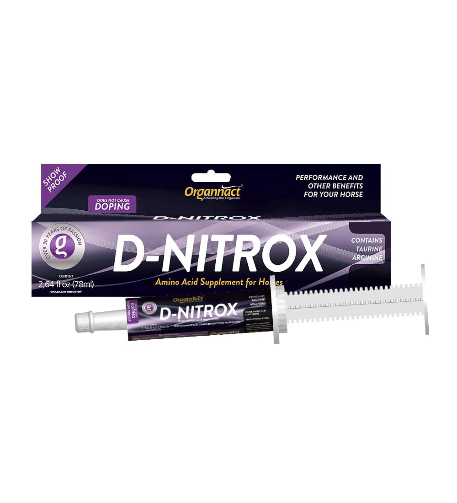 D-Nitrox Equine Athletic Performance Supplement - Pre-Competition Formula with Arginine and Taurine - Enhances Muscle Oxygenation and Performance - 2.64 Fl oz - Buy Online on GoSupps.com
