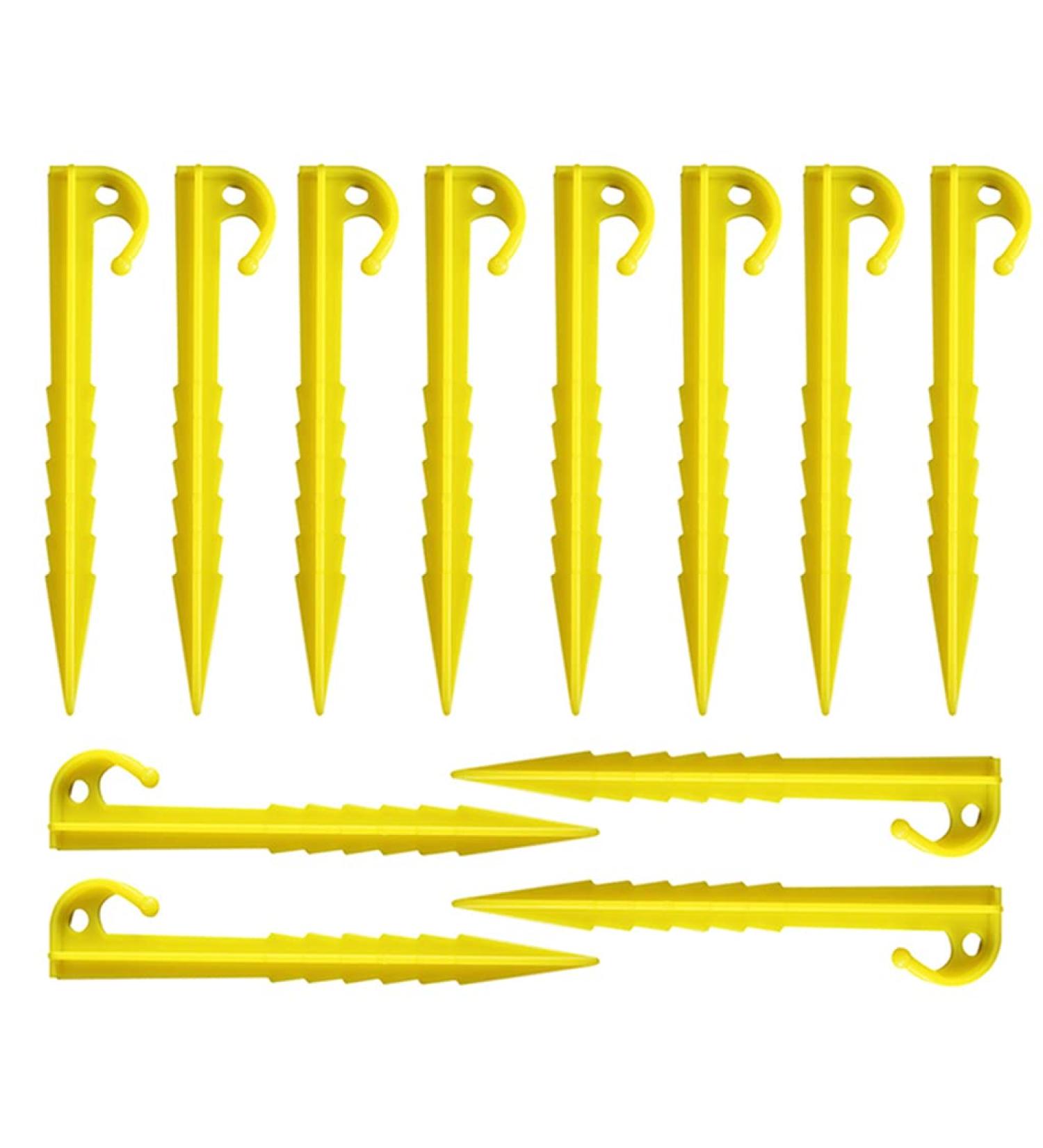 JZTang 12 Pcs 5.7 inch Yellow Plastic Tent Stakes - Heavy Duty Serrated Edges for Camping, Outdoor, Garden - 5.9 inch Style 1 - Buy Online on GoSupps.com