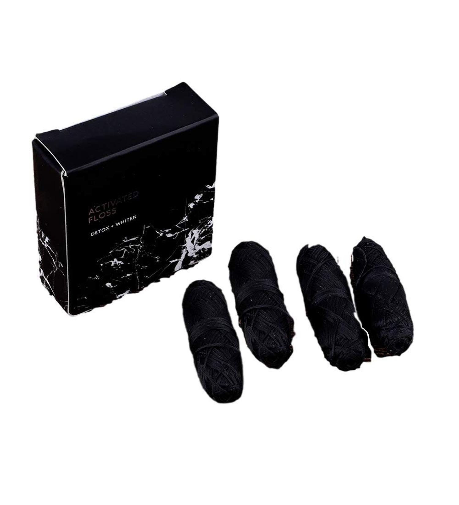 Biodegradable Bamboo Coal Dental Floss - Eco-Friendly Natural Silk 4 Rolls (120m) - Zero Waste Oral Care - Buy Online on GoSupps.com