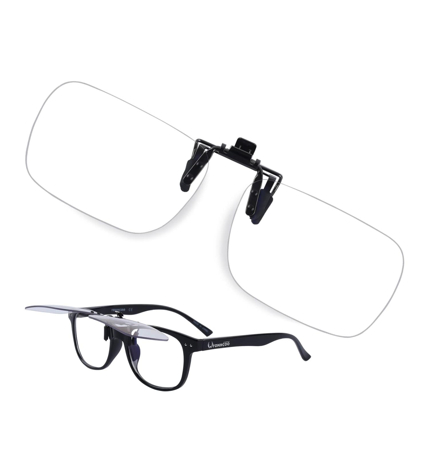 FONHCOO Clip-on Blue Light Blocking Glasses Womens Mens 2 Pack Over Prescription Glasses Framless Lens Anti Eyestrain Headaches UV Filter Computer Gamer Eyeglasses Clear - Buy Online on GoSupps.com