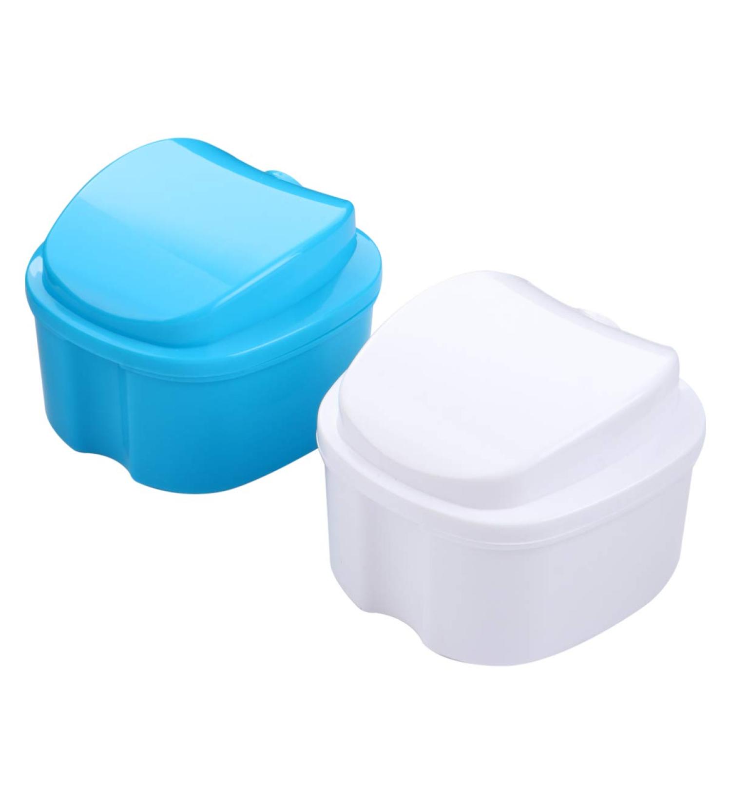 Healeved 2 Series Box Press Holder - Travel Dental Container for Dentures & Prosthesis Soaking - Durable Plastic Organizer with Lid - Ideal for International Shipping - Buy Online on GoSupps.com