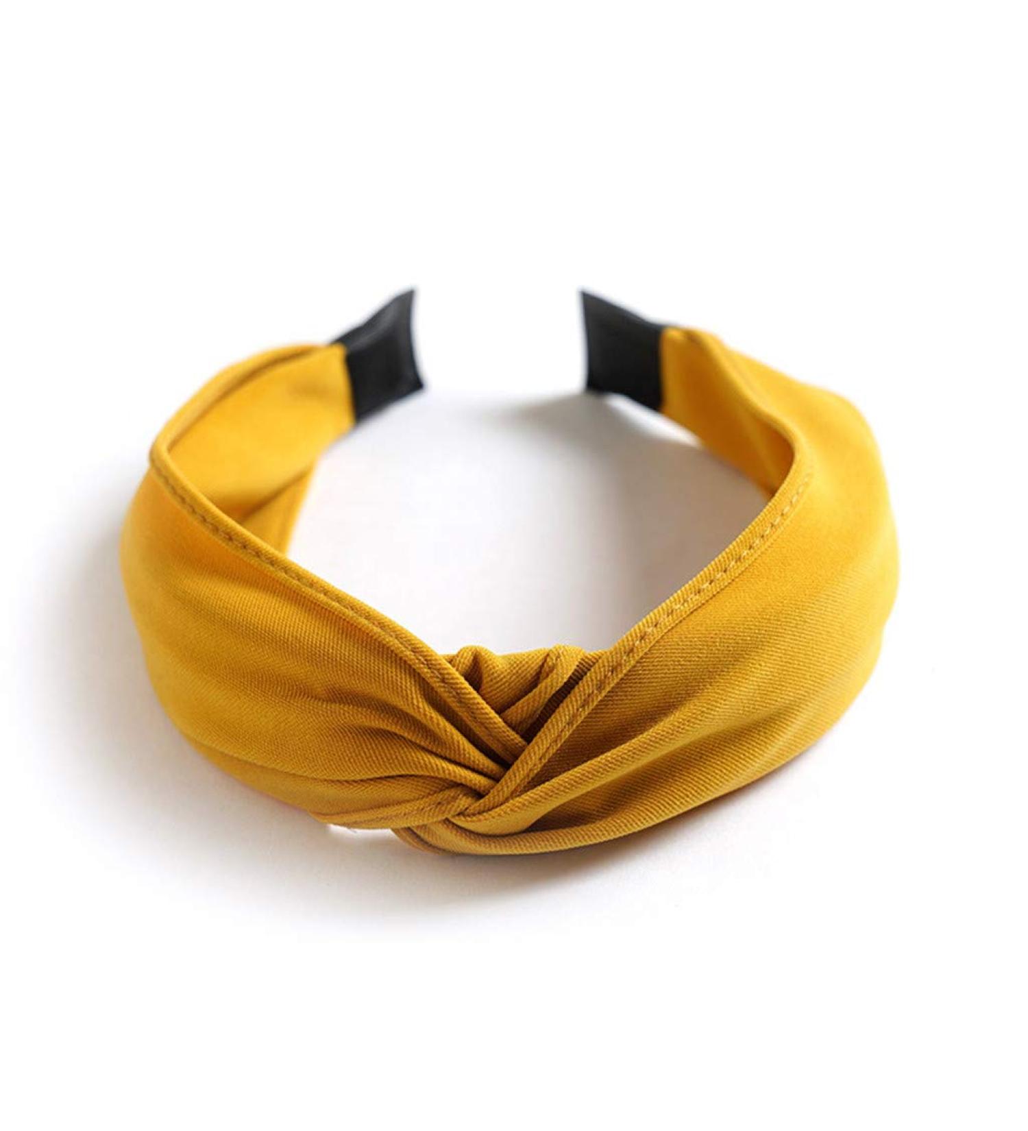 Yellow Boho Knotted Turban Headband for Women | Wide Yoga Hair Band - Buy Online on GoSupps.com
