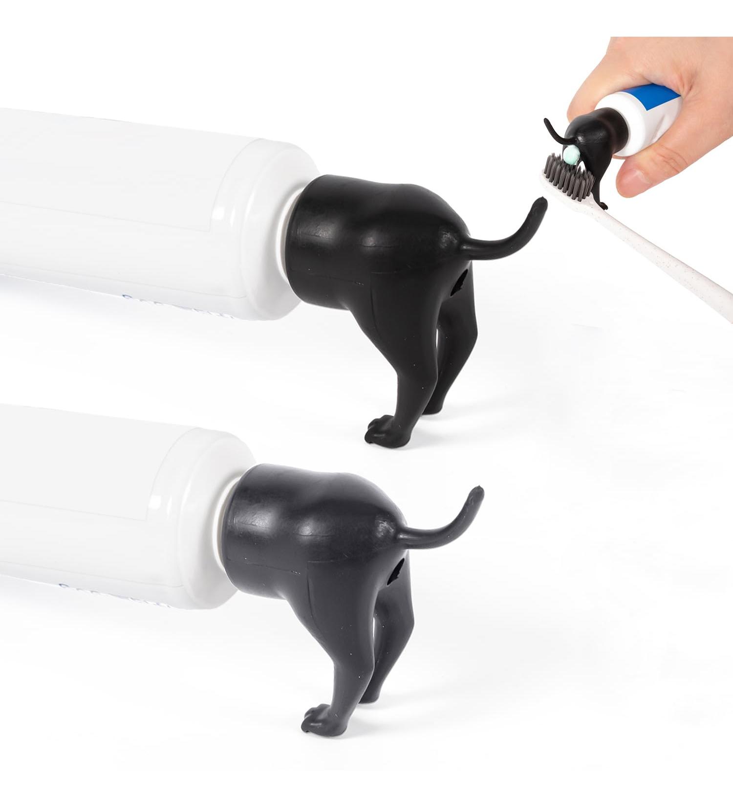 Toothpaste Attachment for Dogs - 2-Piece Squeezing Donor Figures | Funny Gift for Pet Lovers (Gray & Black) - Buy Online on GoSupps.com
