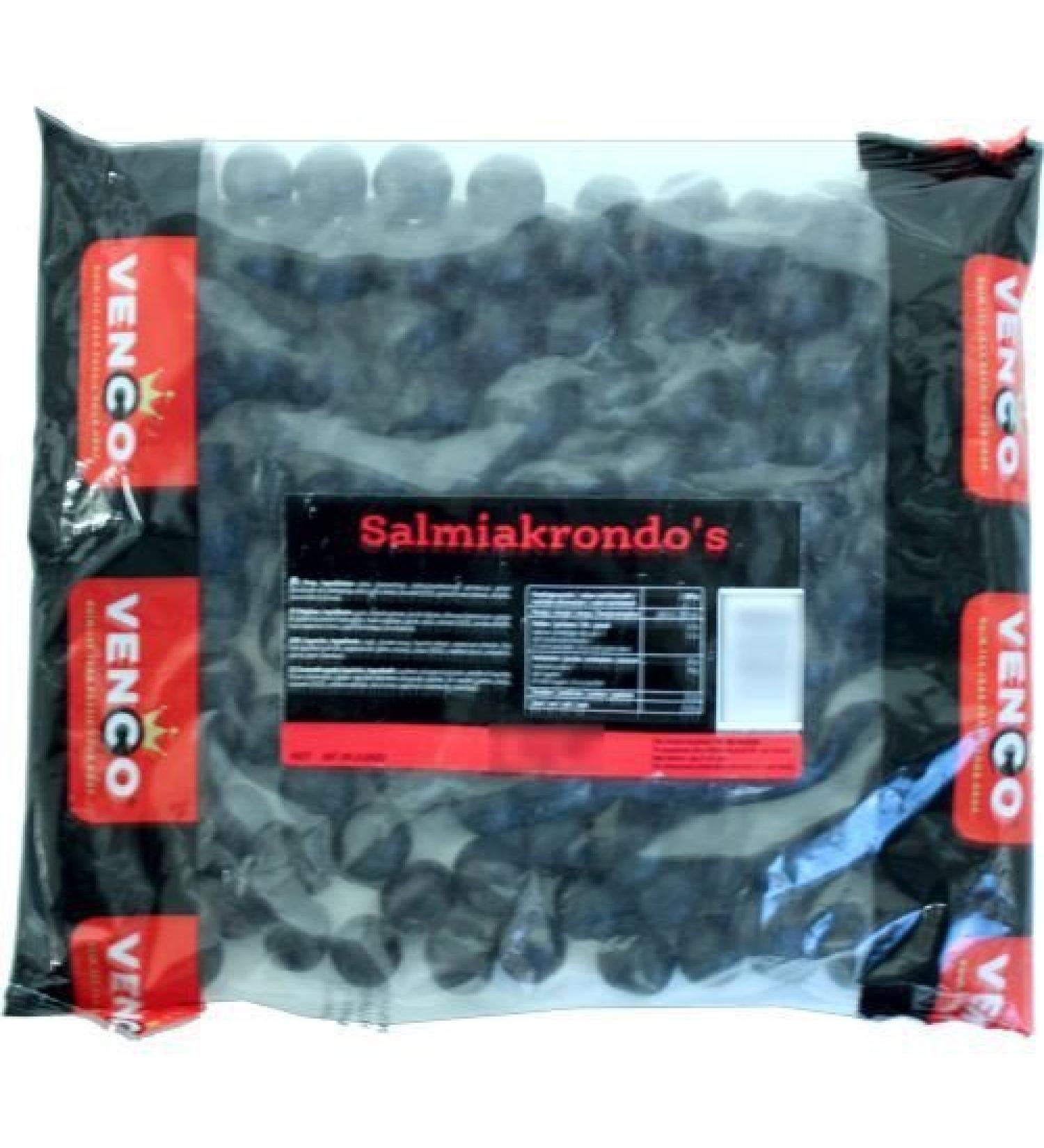 Licorice in 1 KiloBag 2.2lb - Venco Salmiakrondo's (Black Round Shaped Semi Hard Black Licorice Filled with Salmiak) by Venco