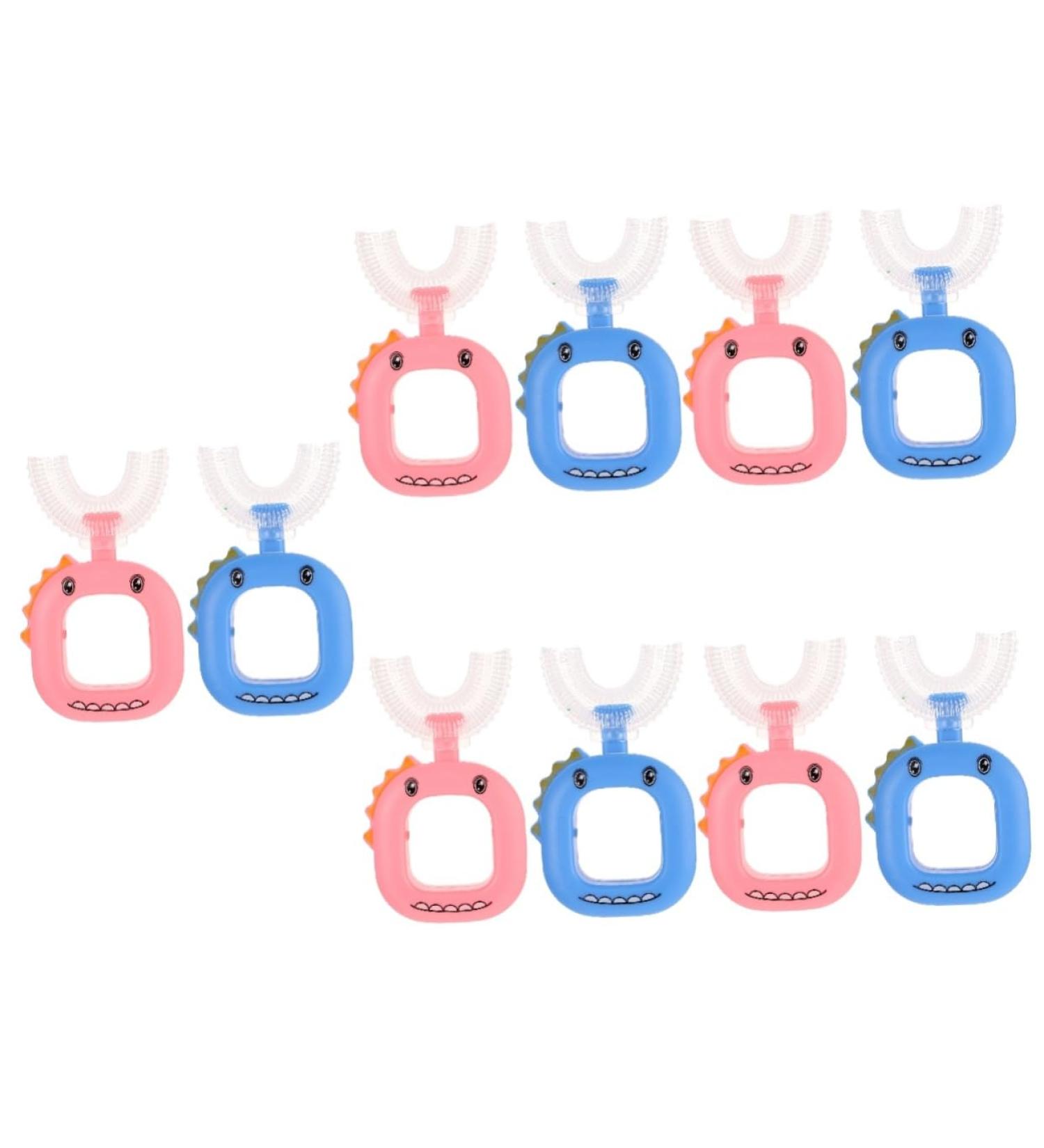 TOVINANNA U-Shaped Toothbrush Set for Kids | 10 Pack 360 Children's Tooth Cleaning Tool | Fun Caricature Design | International Shipping Available - Buy Online on GoSupps.com