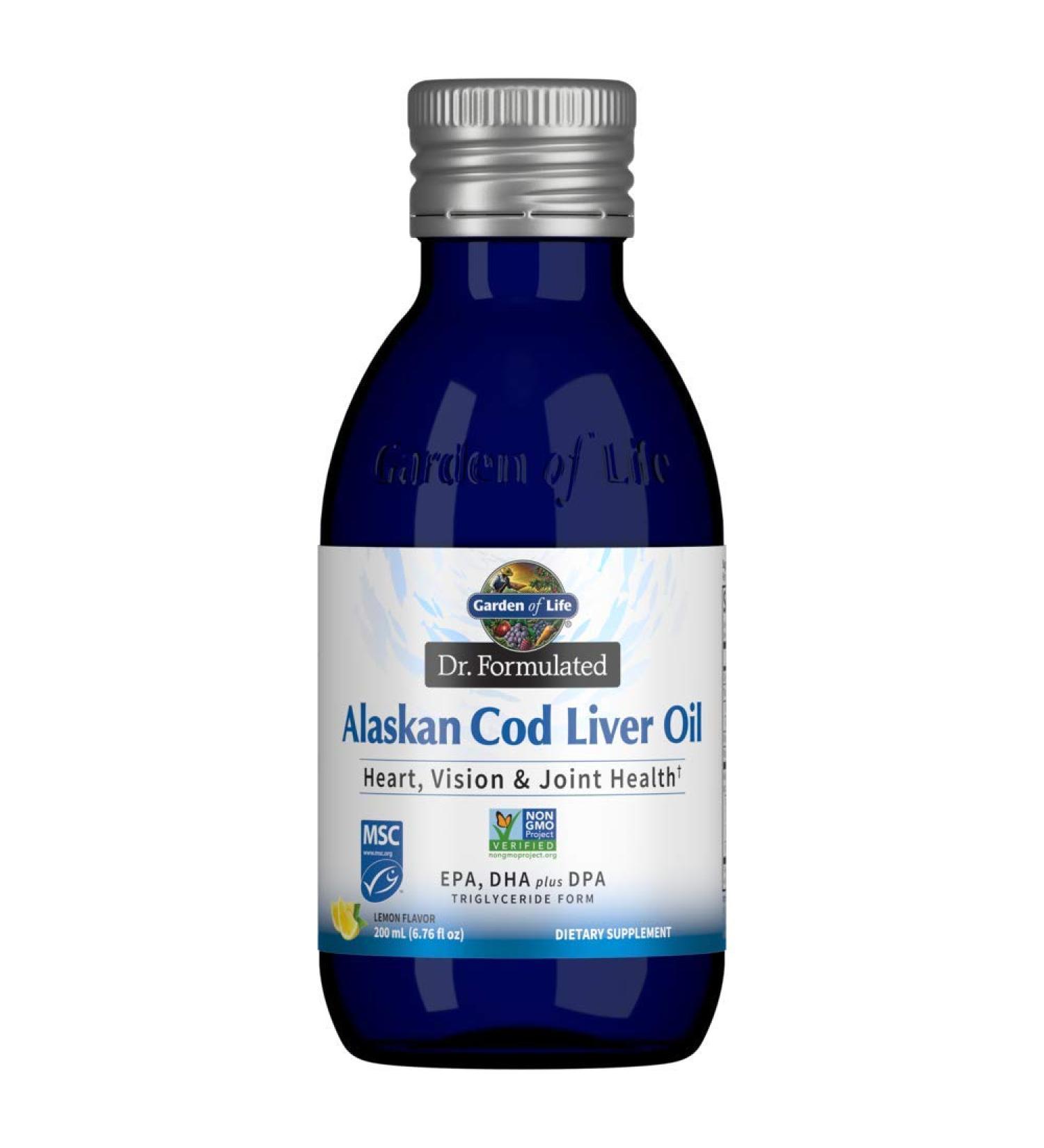 Garden of Life Dr. Formulated Alaskan Cod Liver Oil - Lemon Flavor 6.76 fl oz (200 ml) | Omega-3 & Vitamin D - Buy Online on GoSupps.com