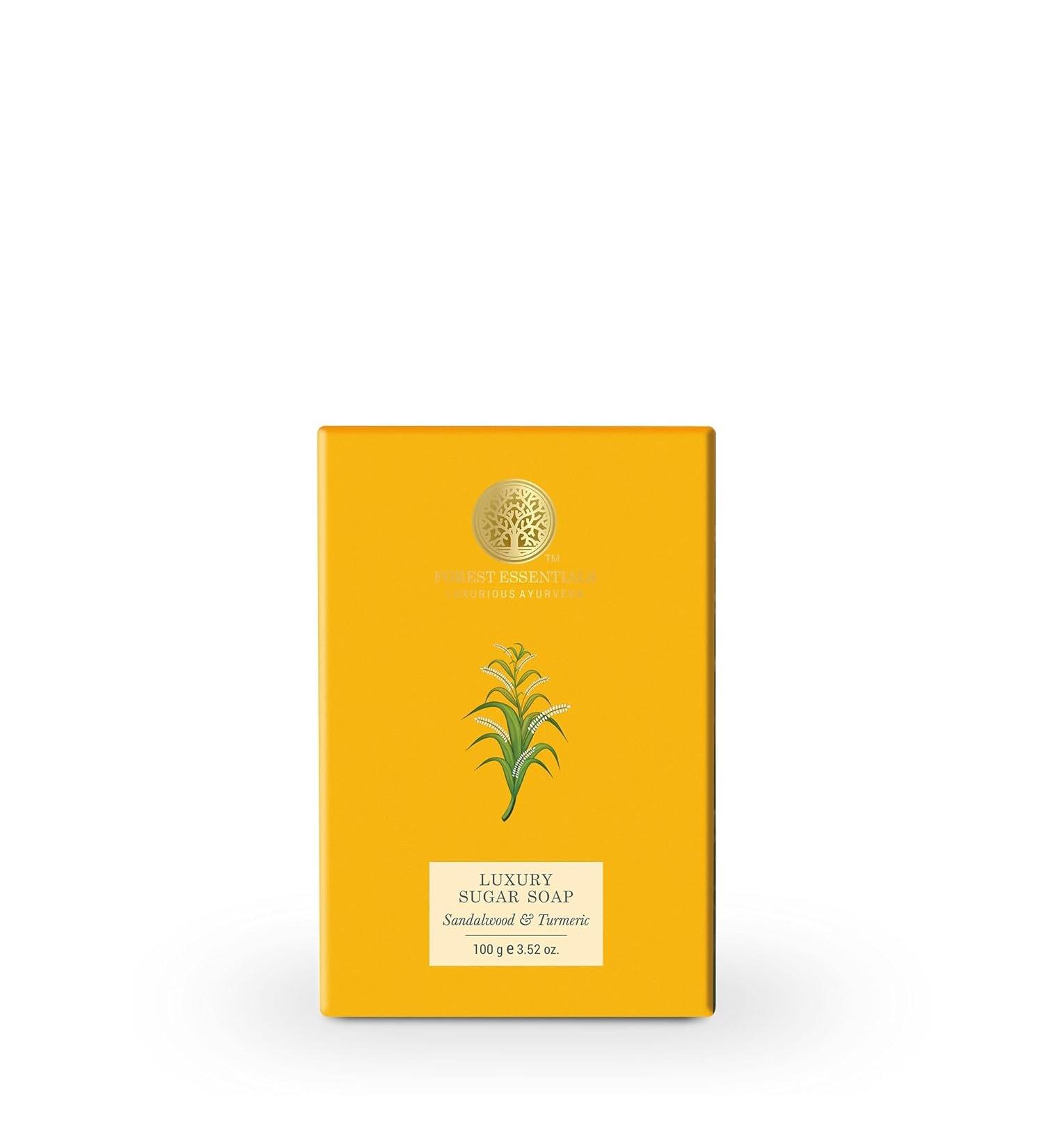 Luxury Sugar Soap 100g | Forest.Essentials Sandalwood & Turmeric - Handmade Organic Bath Soap for Smooth Skin - Buy Online on GoSupps.com