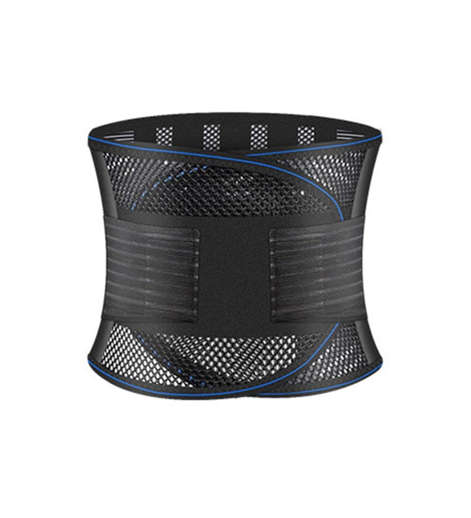 Wgust Lumbar Support - Adjustable Double Train Breathable Self-Warming Lower Back Support for Pain Relief - Removable Upholstery Men & Women (Medium Black) - Buy Online on GoSupps.com