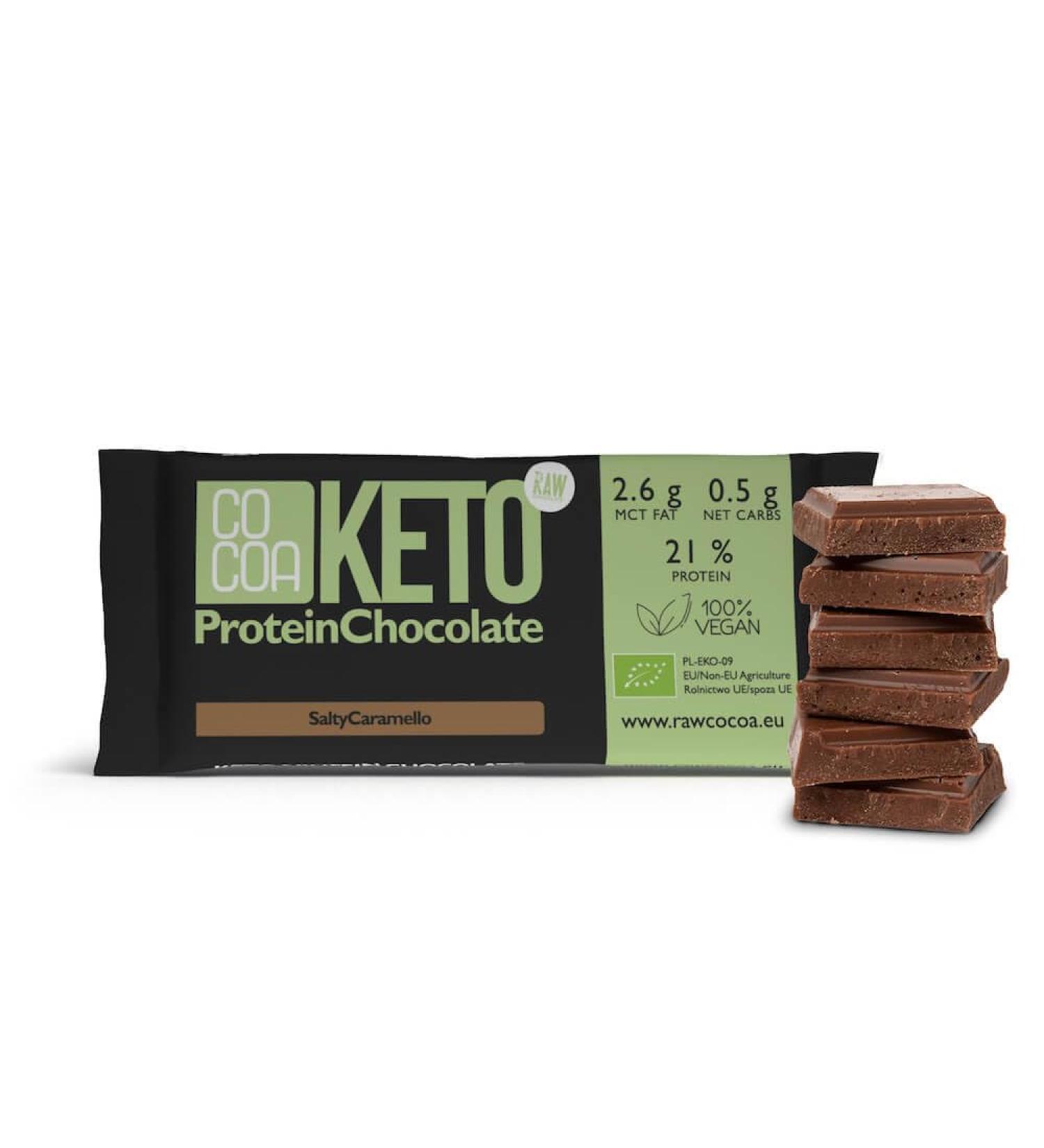 Mideco Organics KETO Protein Chocolate Salty Carmello 40g I No added sugars I 21 protein I with the addition of MCT oil I perfect for the KETO and Low carb diet - Buy Online on GoSupps.com